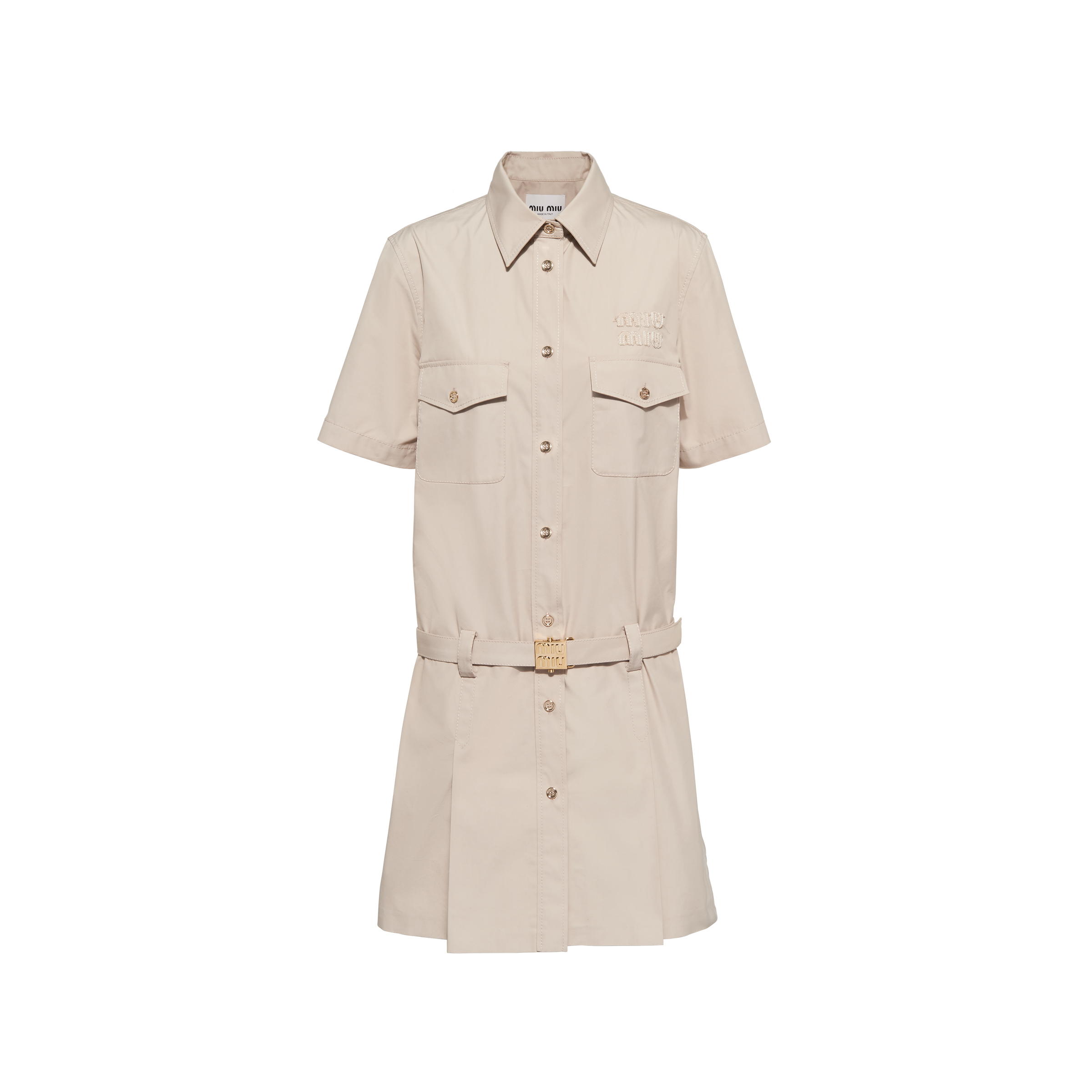 MiuMiu Panama cotton dress ミュウミュウ ドレス ワンピース Limestone Panama Cotton Dress | Miu Miu
