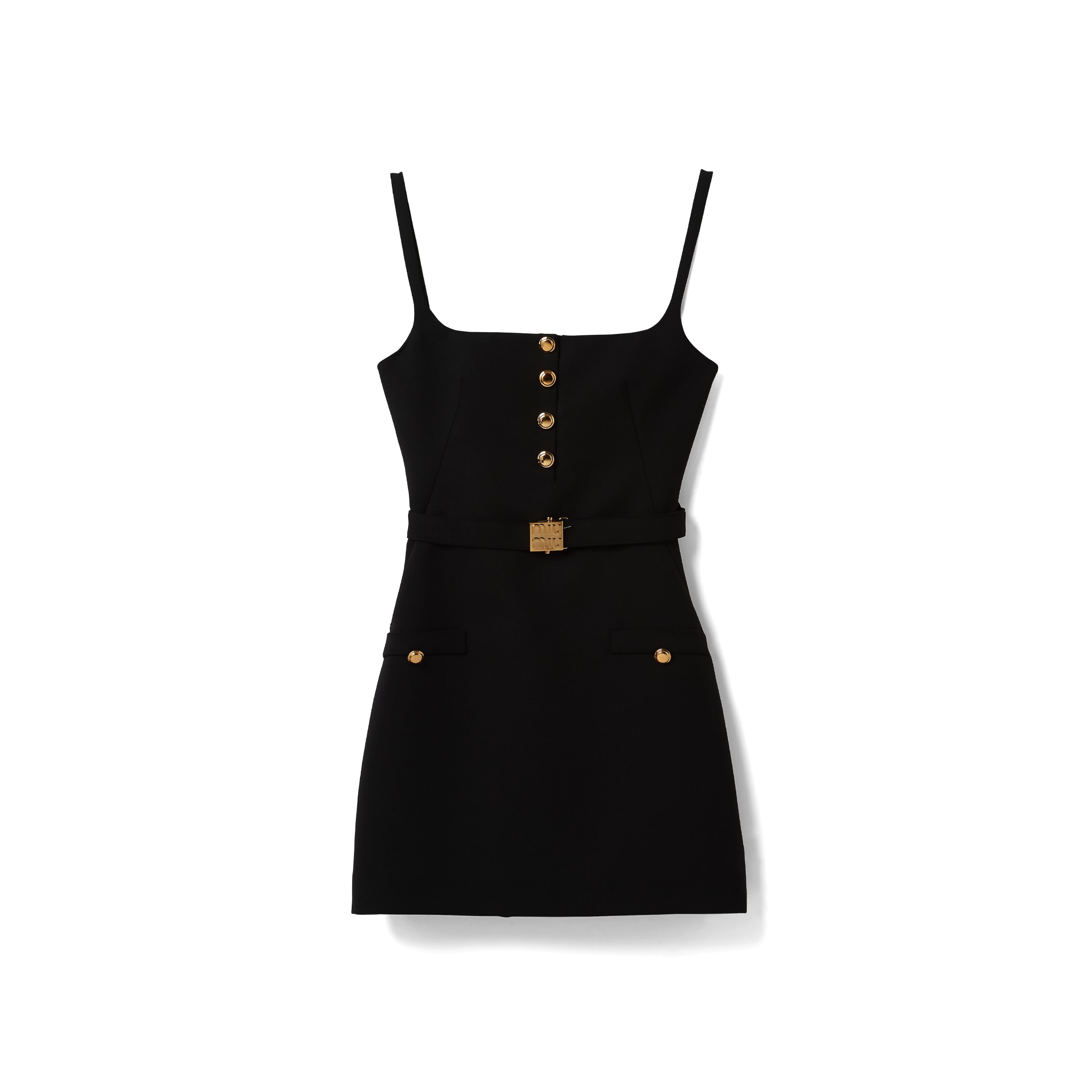 Miu Miu Abito Corto In Grain De Poudre, Donna, Nero, Taglia 40