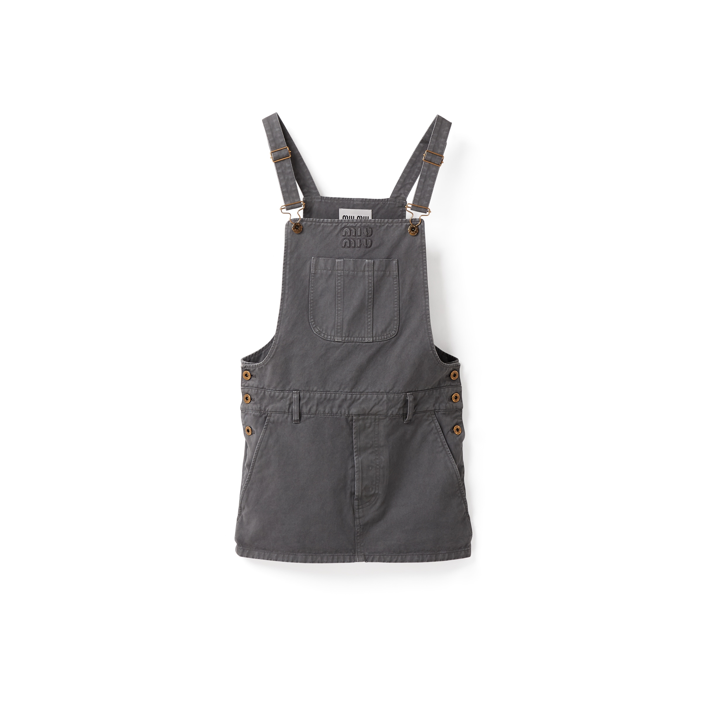 Miu Miu Abito Corto Tinto Capo In Gabardine, Donna, Ferro, Taglia 38