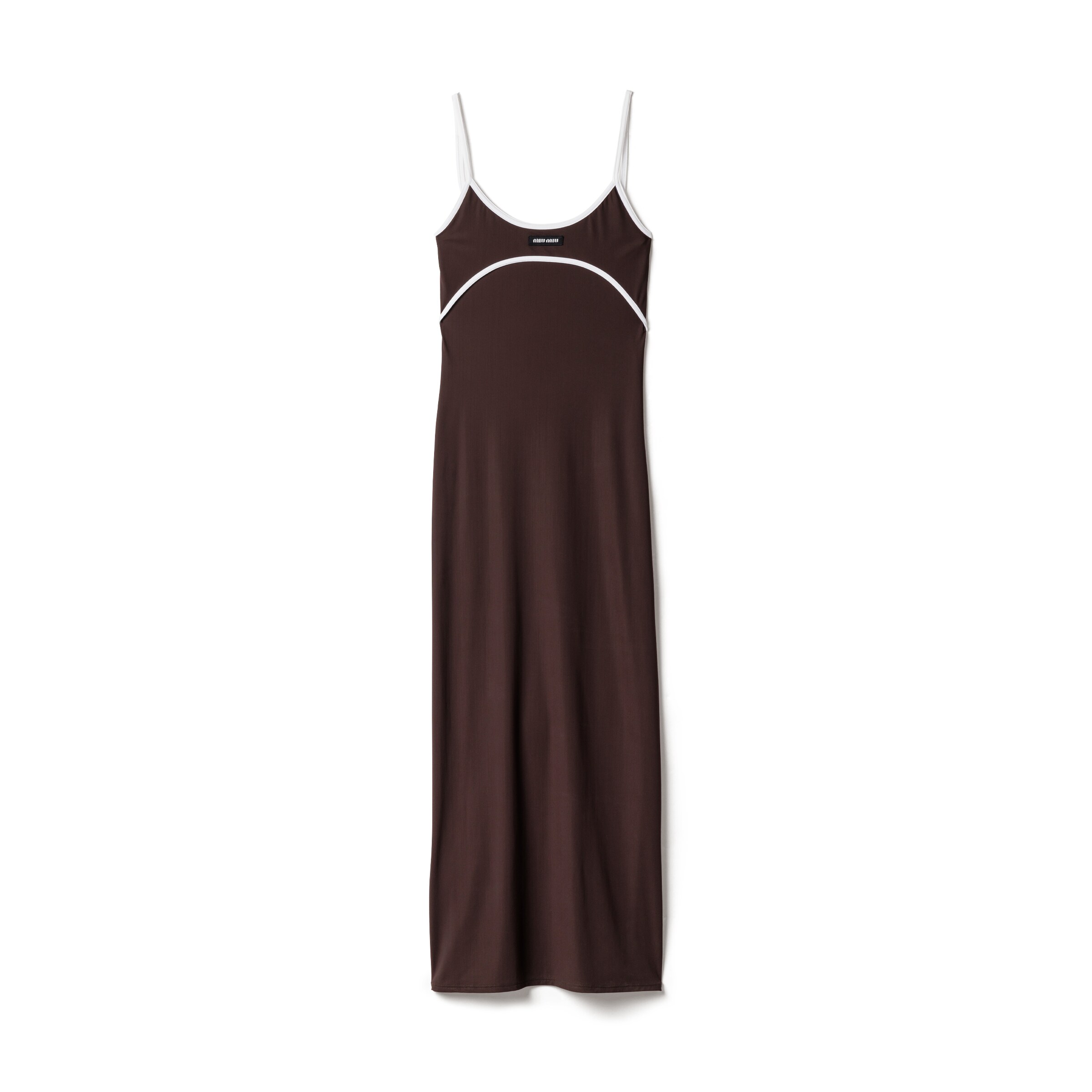 Miu Miu Abito Lungo In Jersey Stretch, Donna, Ebano/bianco, Taglia 42