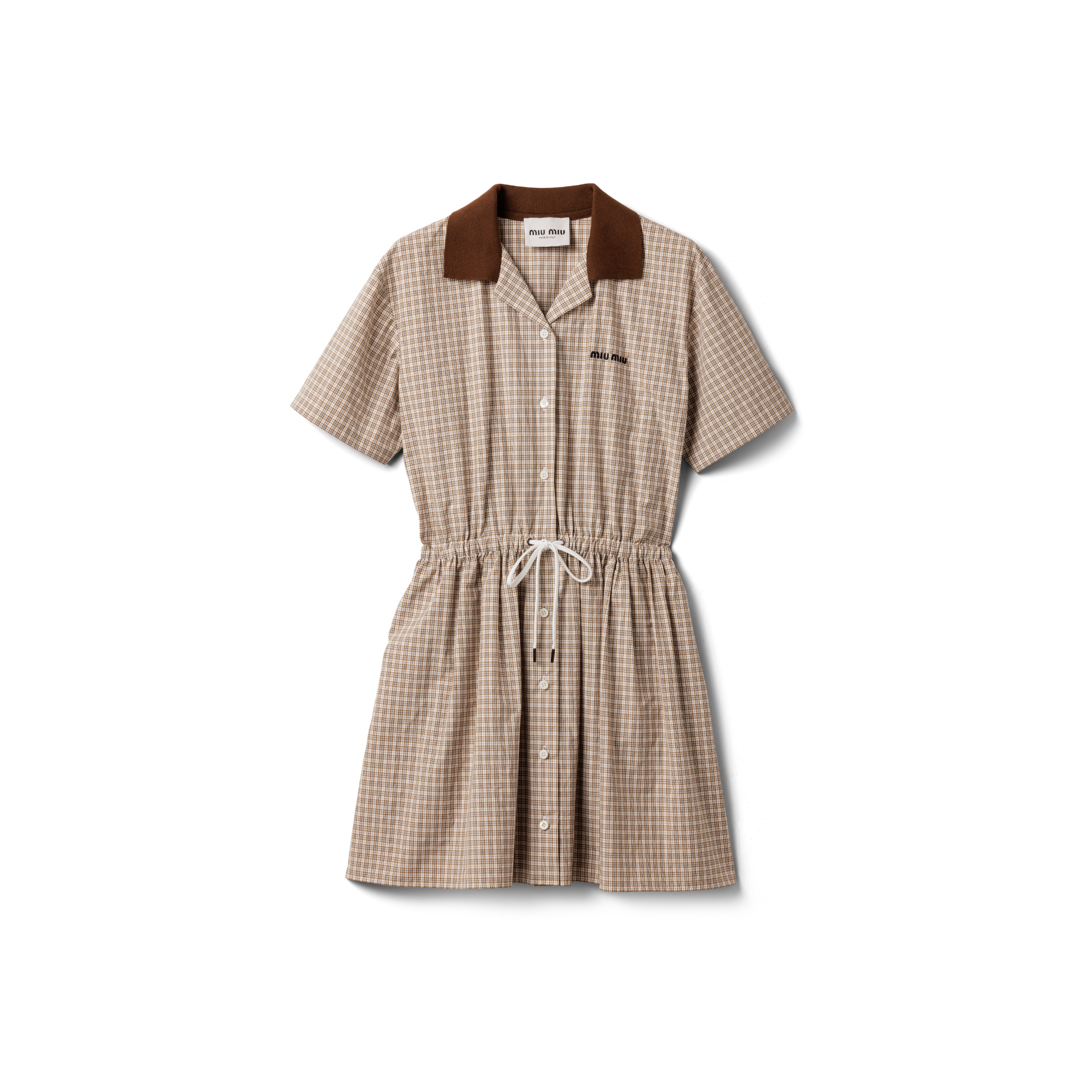 Miu Miu Abito Corto In Check, Donna, Sughero, Taglia 38