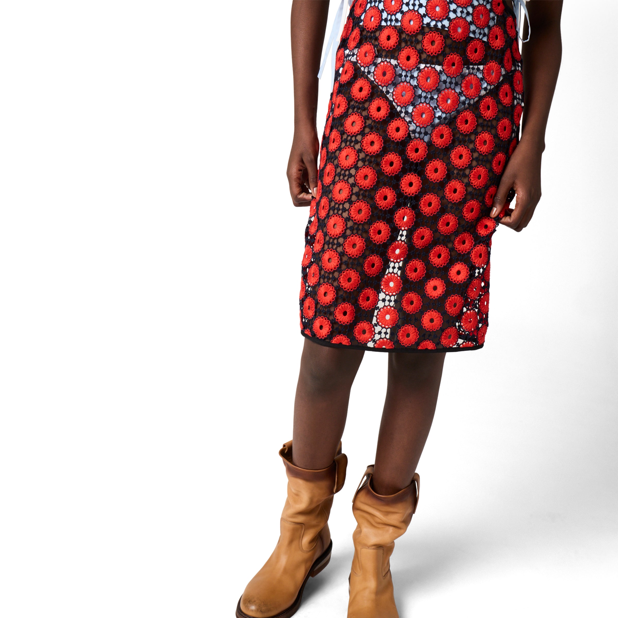 Miu Miu Macramé Apron In Red
