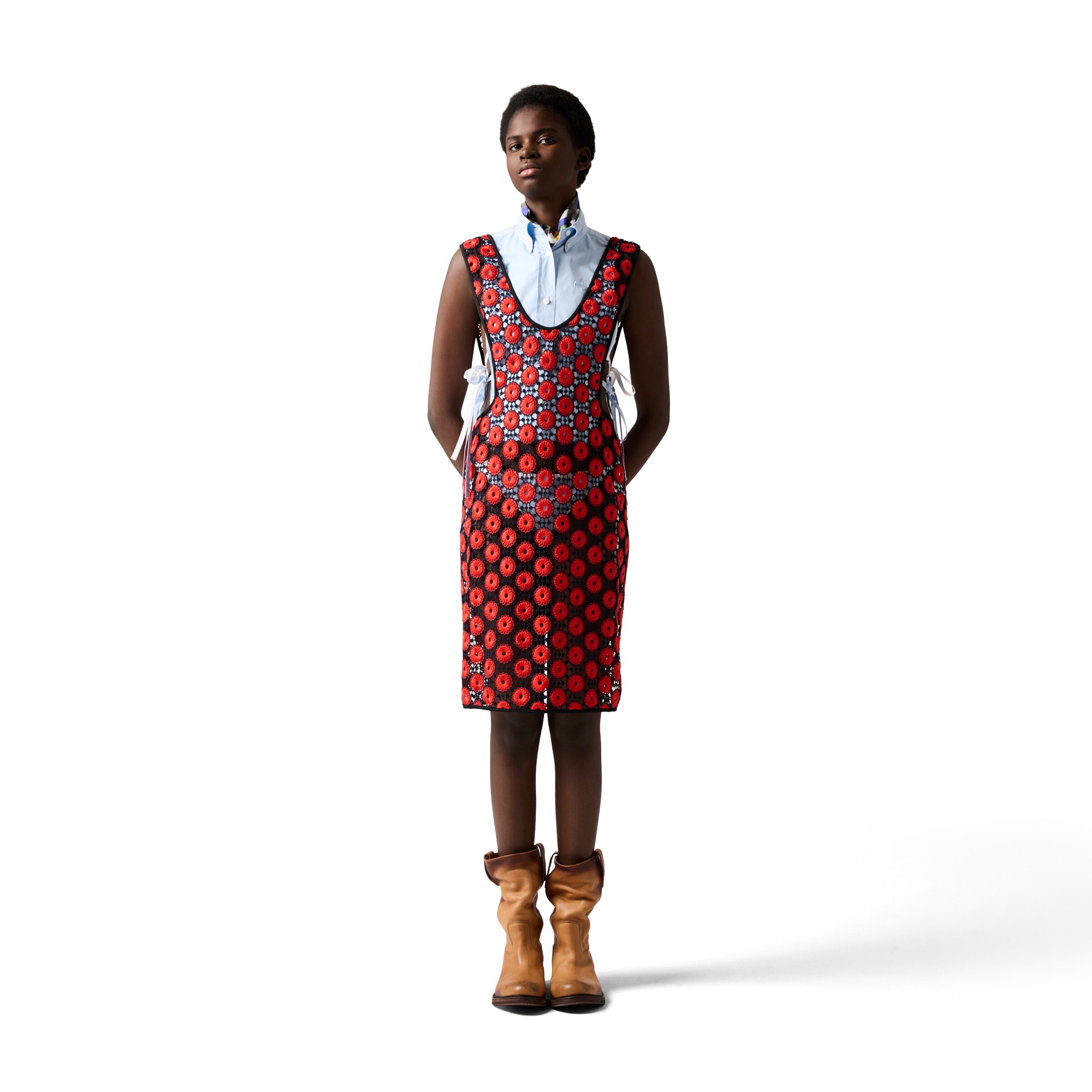 Miu Miu Macramé Apron In Red