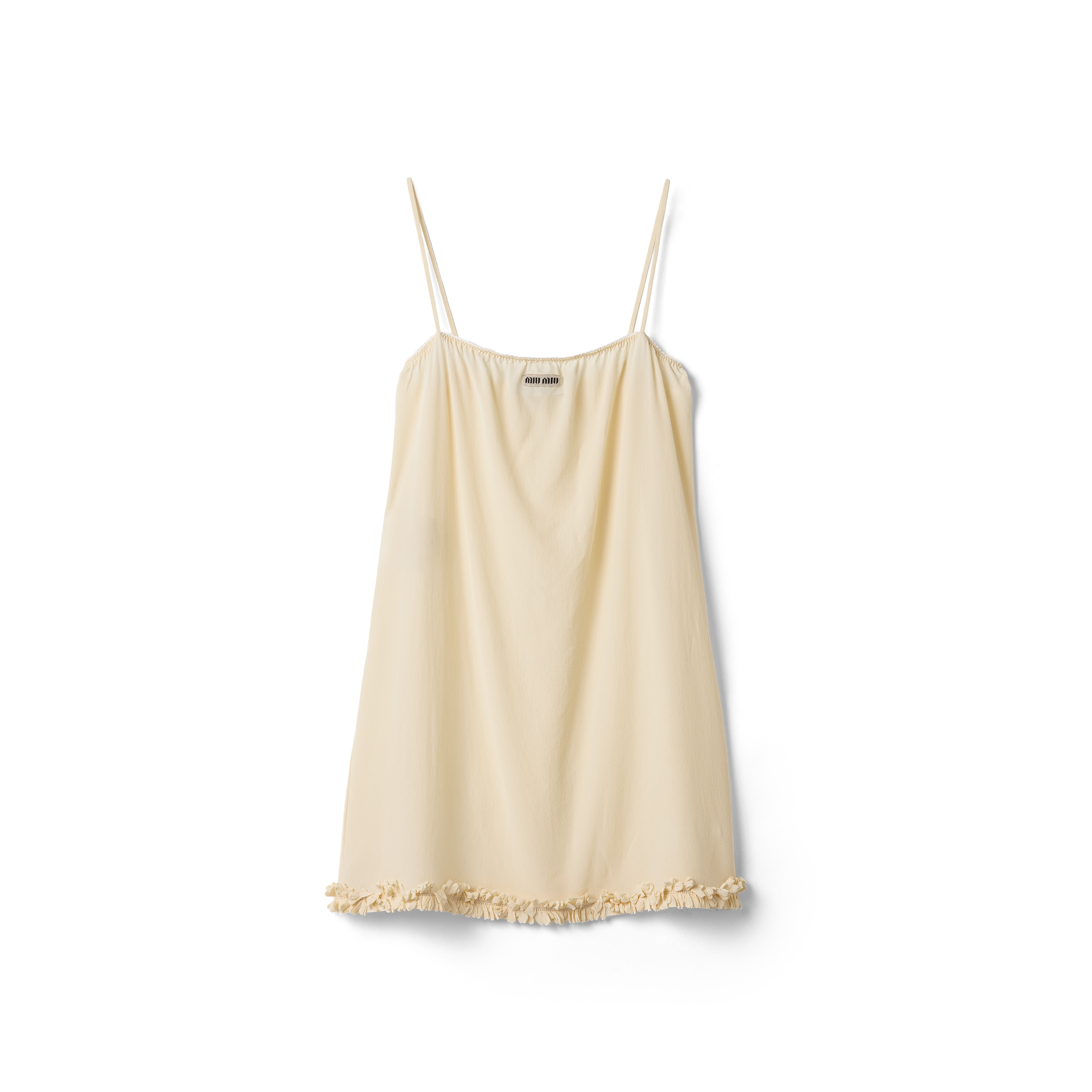 Embroidered Marocain Crepe Dress, Woman, Vanilla, Size 36