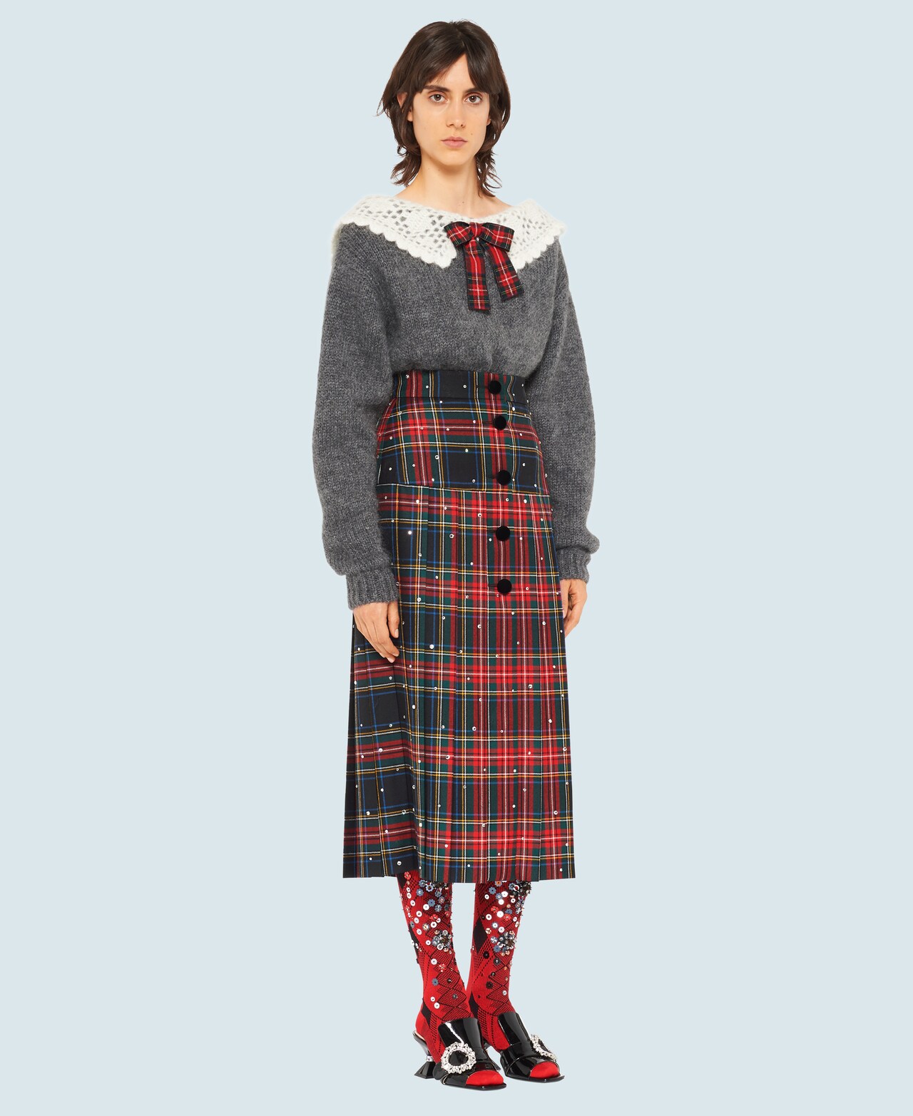 plaid midi skirt xxl