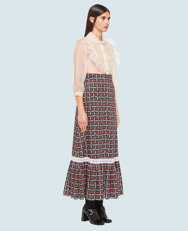 maroon cotton maxi skirt