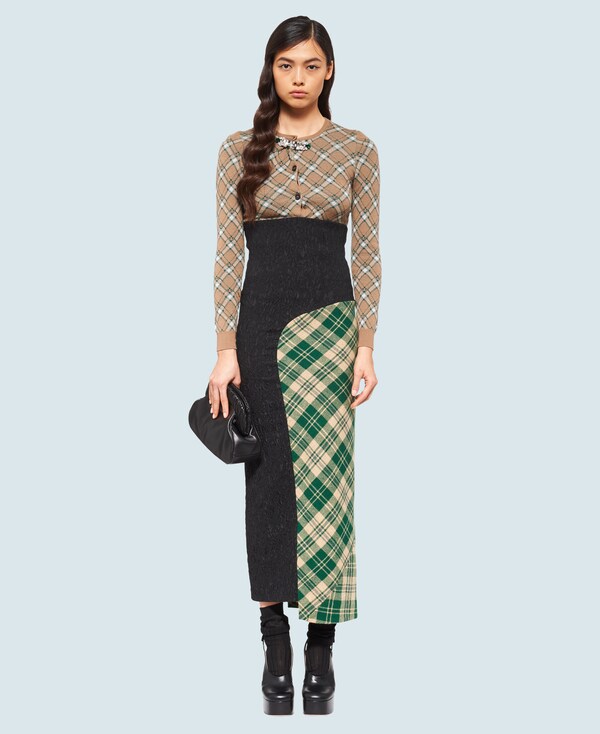 checked maxi skirt