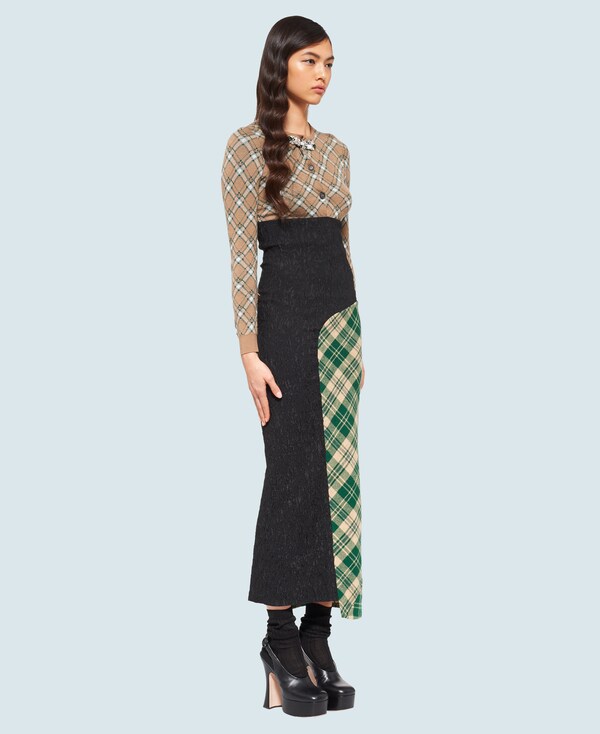 checked maxi skirt