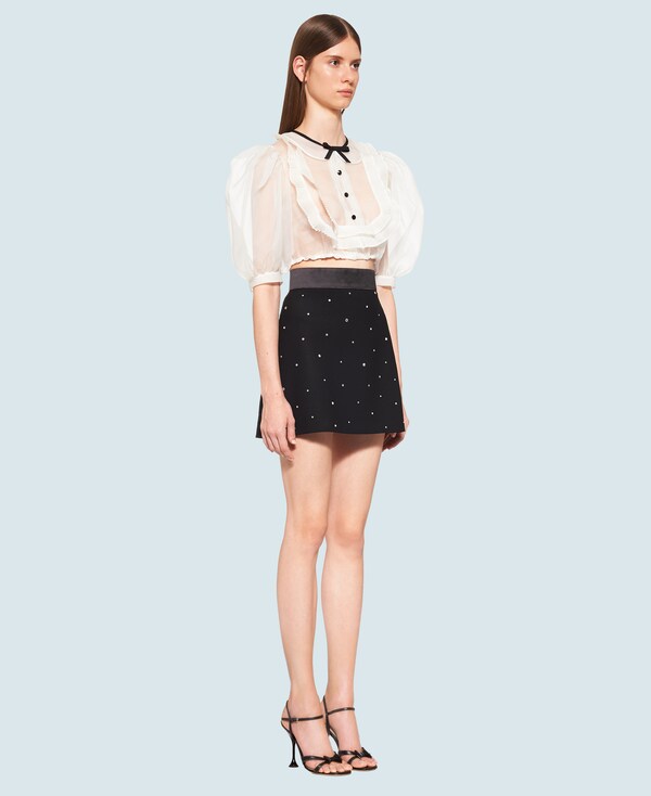 Embroidered cady skirt Black | Miu Miu
