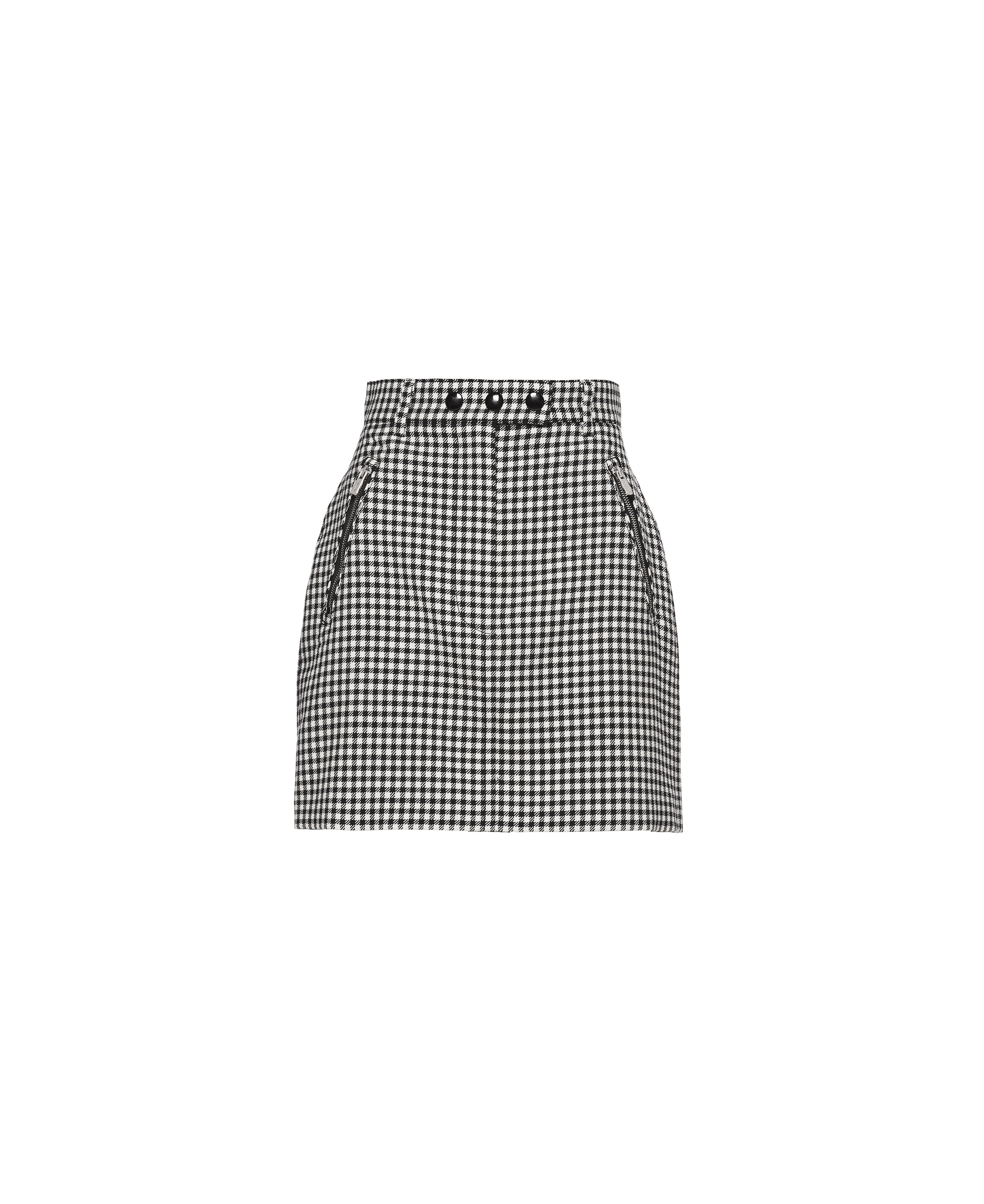 Gingham Check Twill Skirt Black Miu Miu