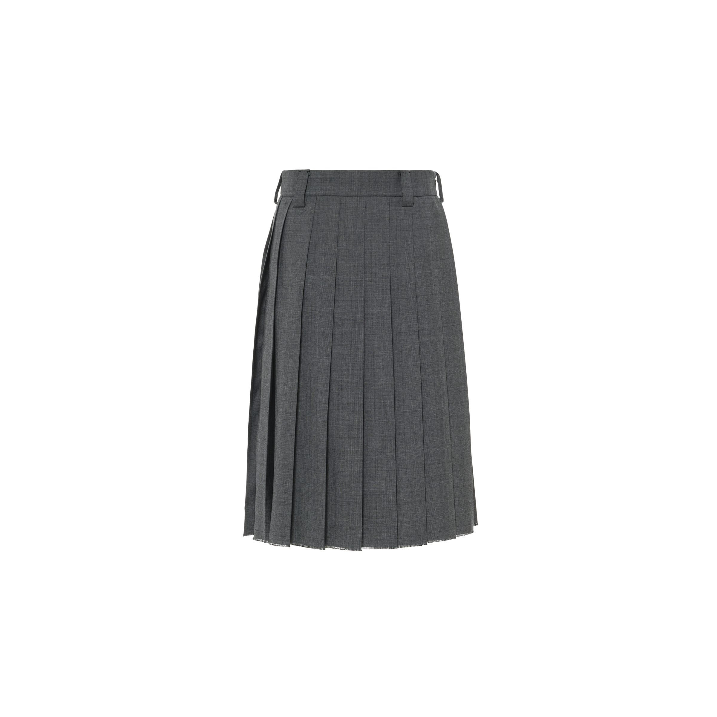 Miu Miu Prince Of Wales Check Wool Skirt In Slate Gray