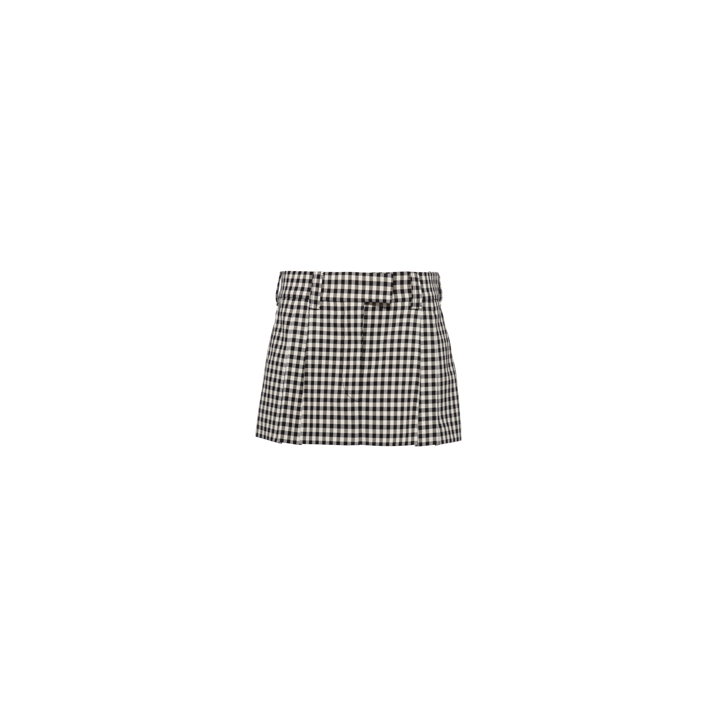 Miu Miu Gingham Check Skirt In White/black