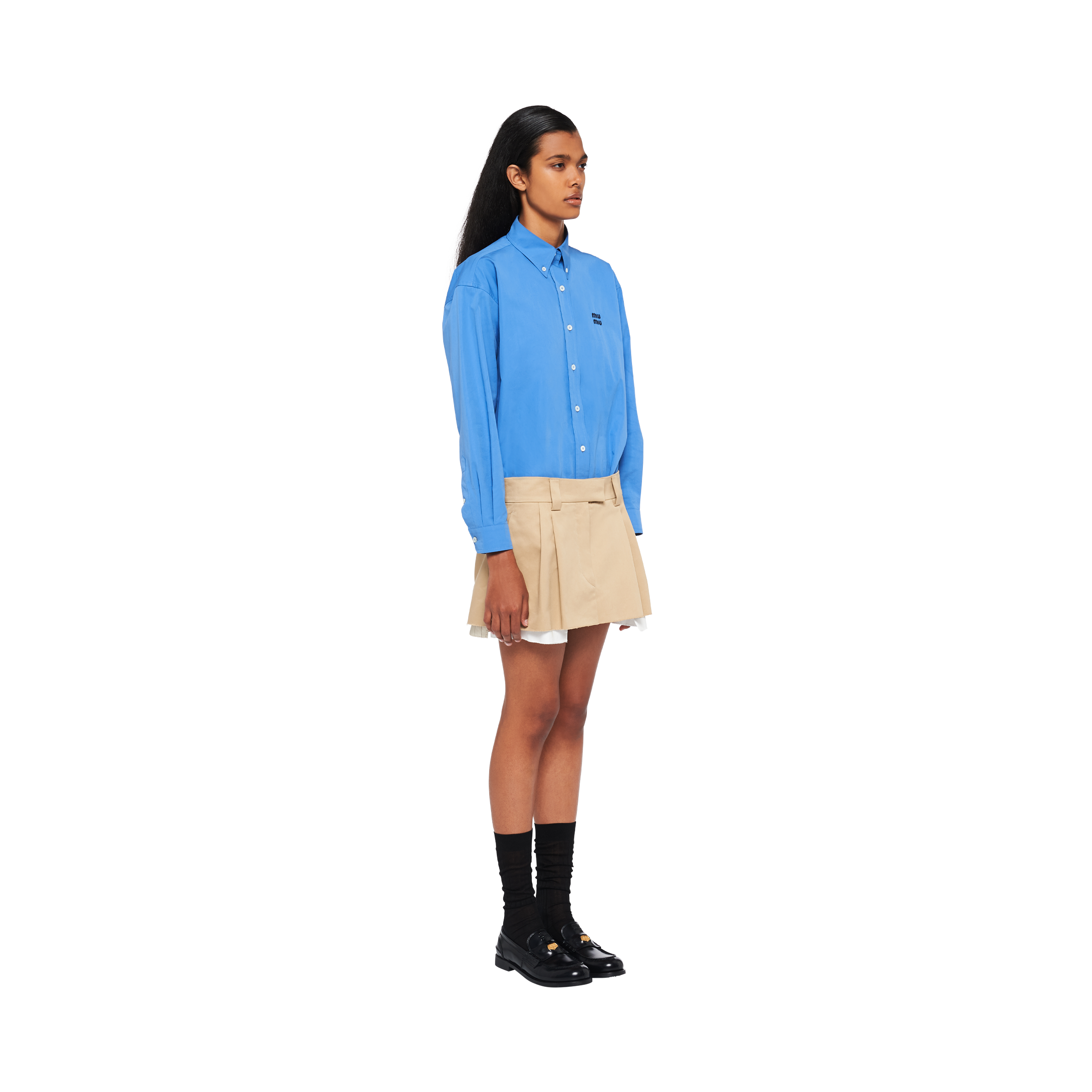 Cord Chino Miniskirt With Embroidered Logo | Miu Miu