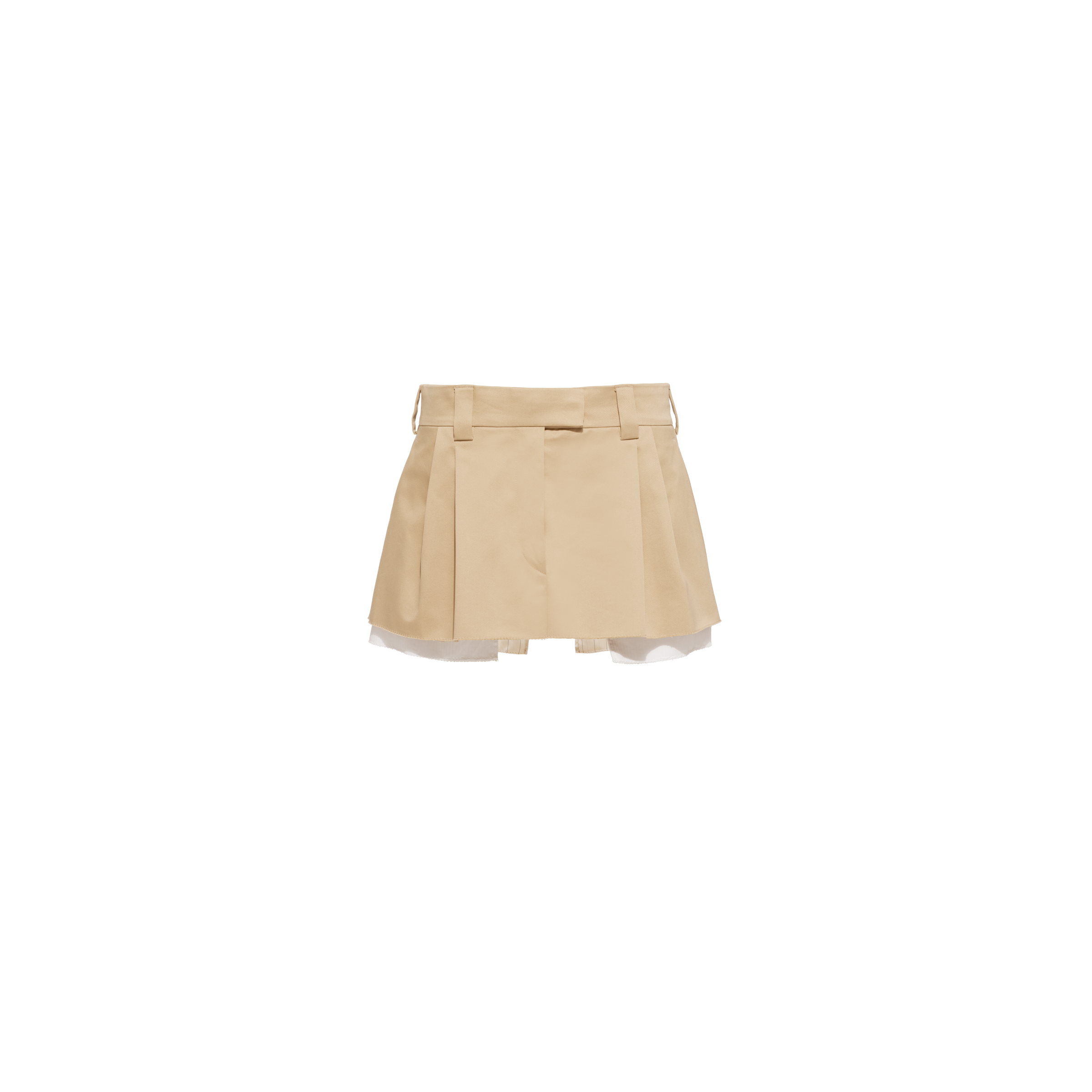 Miu Miu Chino Miniskirt With Embroidered Logo In Neutrals