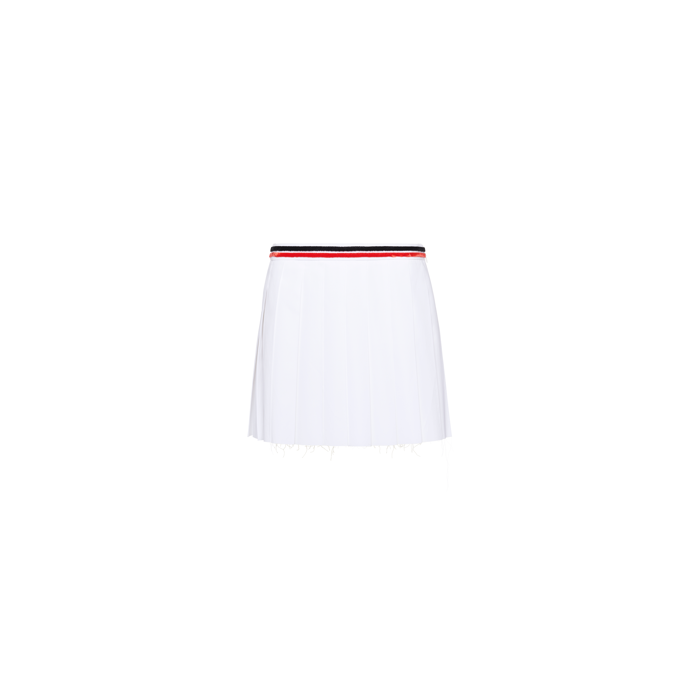Miu Miu Stripe-waist Pleated Mini Skirt In White