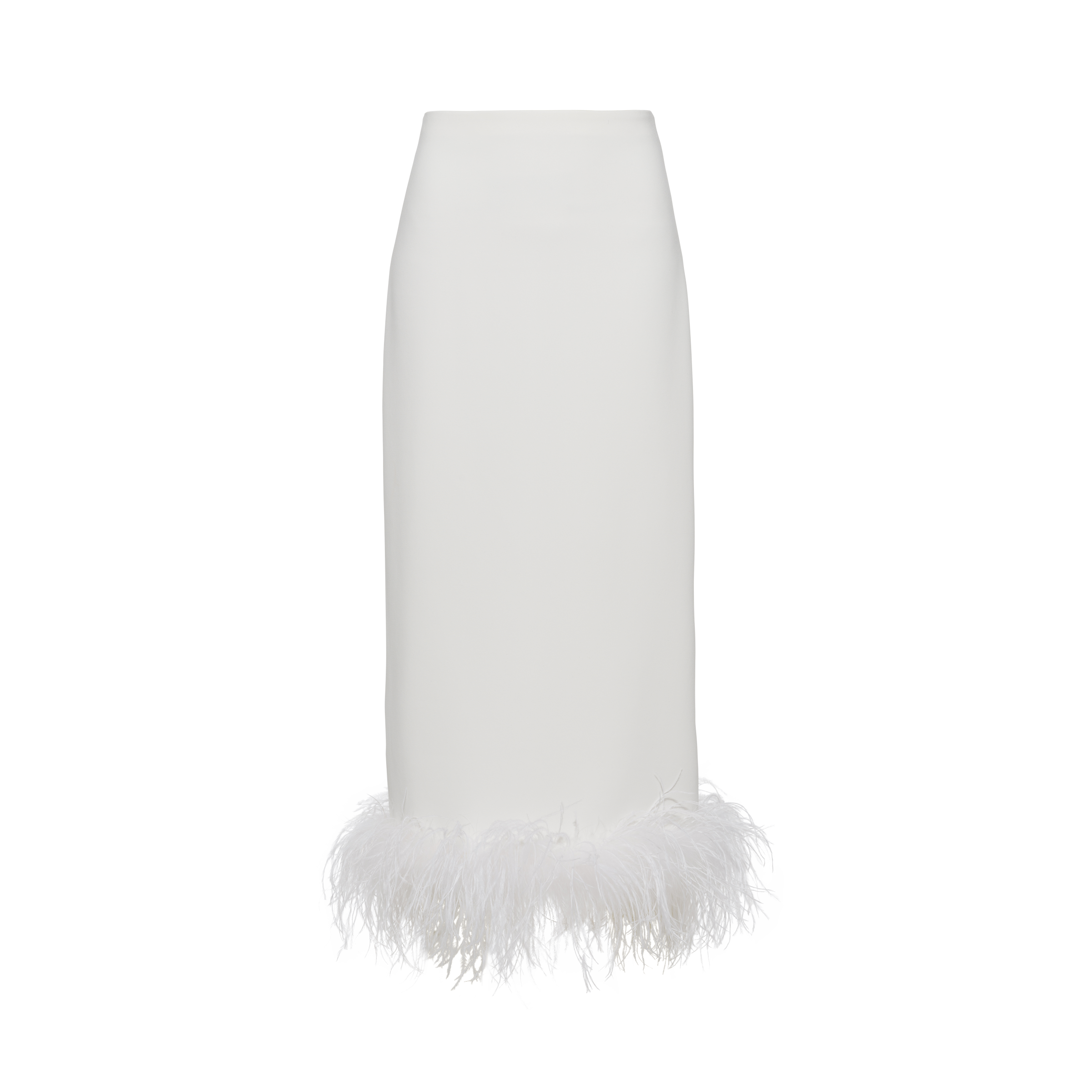 Miu Miu Stretch Cady Skirt With Feathers In White