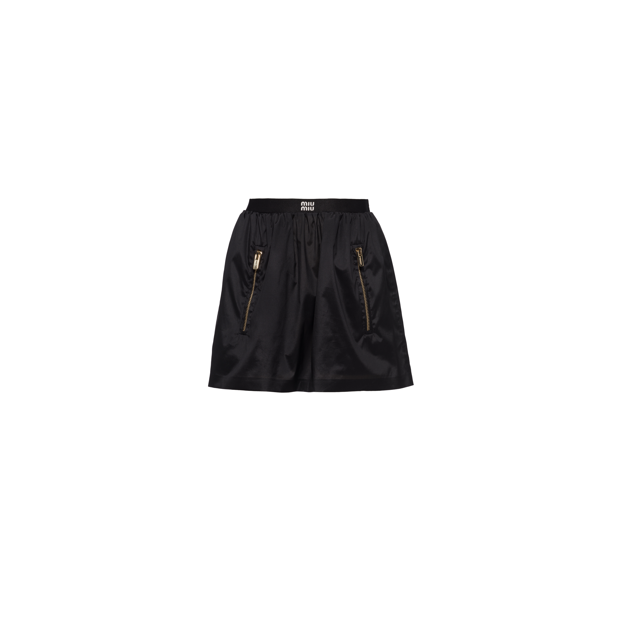 Miu Miu Technical Silk Mini Skirt In Black