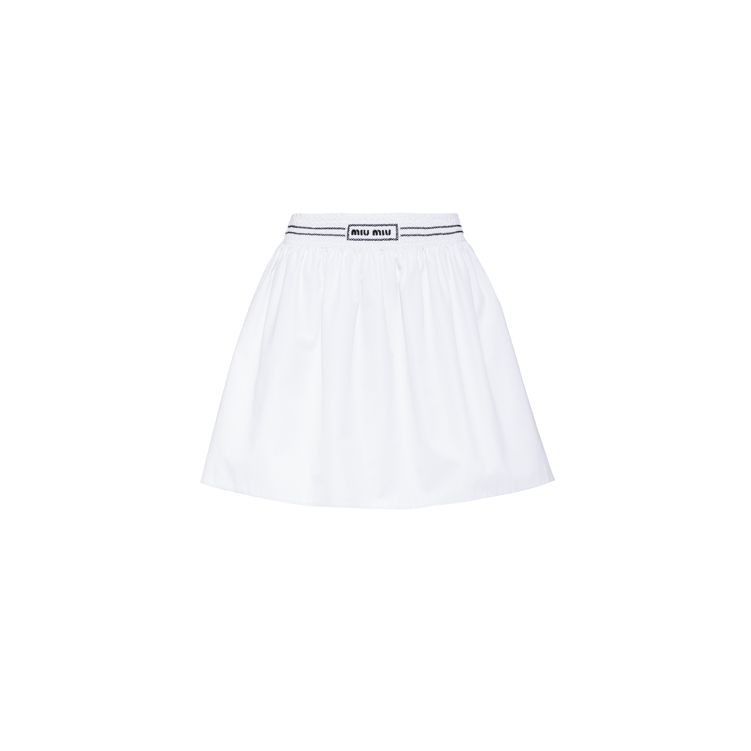 White Poplin Miniskirt Miu Miu