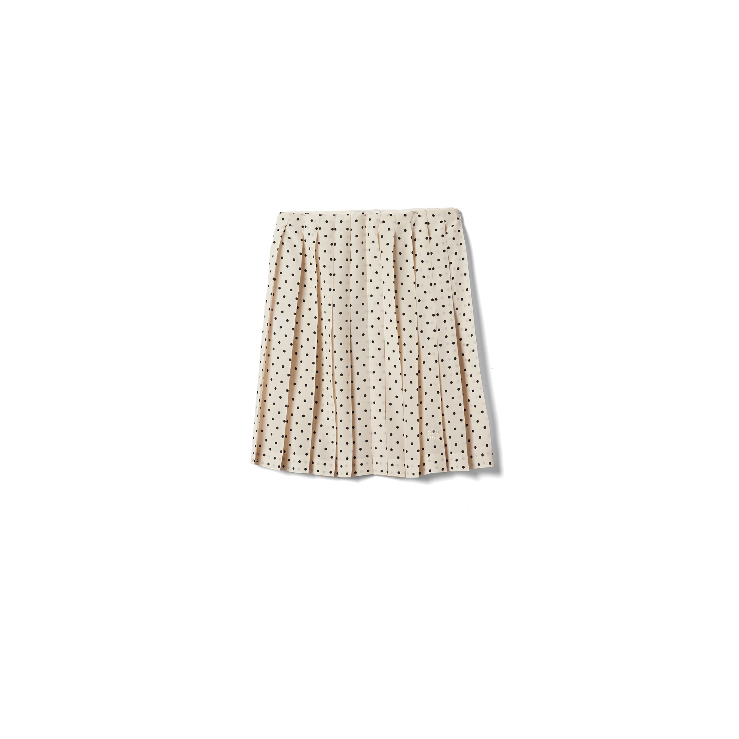 Miu Miu Gonna In Crêpe De Chine A Pois, Donna, Avorio/nero, Taglia 38