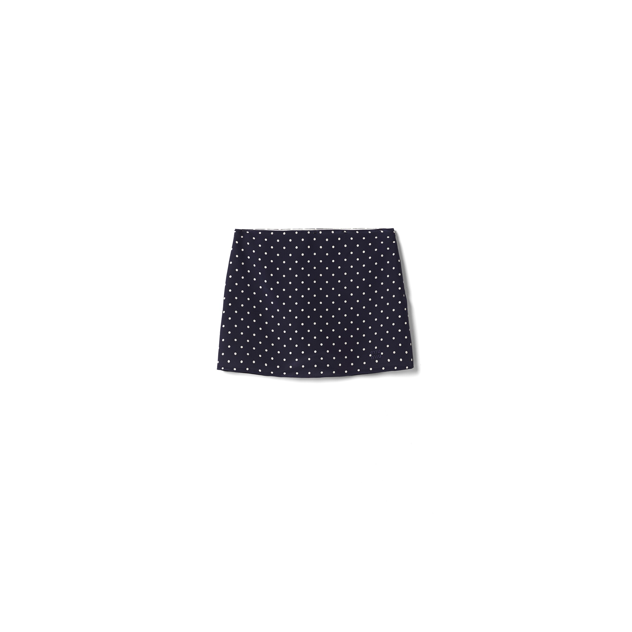 Miu Miu Minigonna In Crêpe De Chine A Pois, Donna, Blu/avorio, Taglia 40