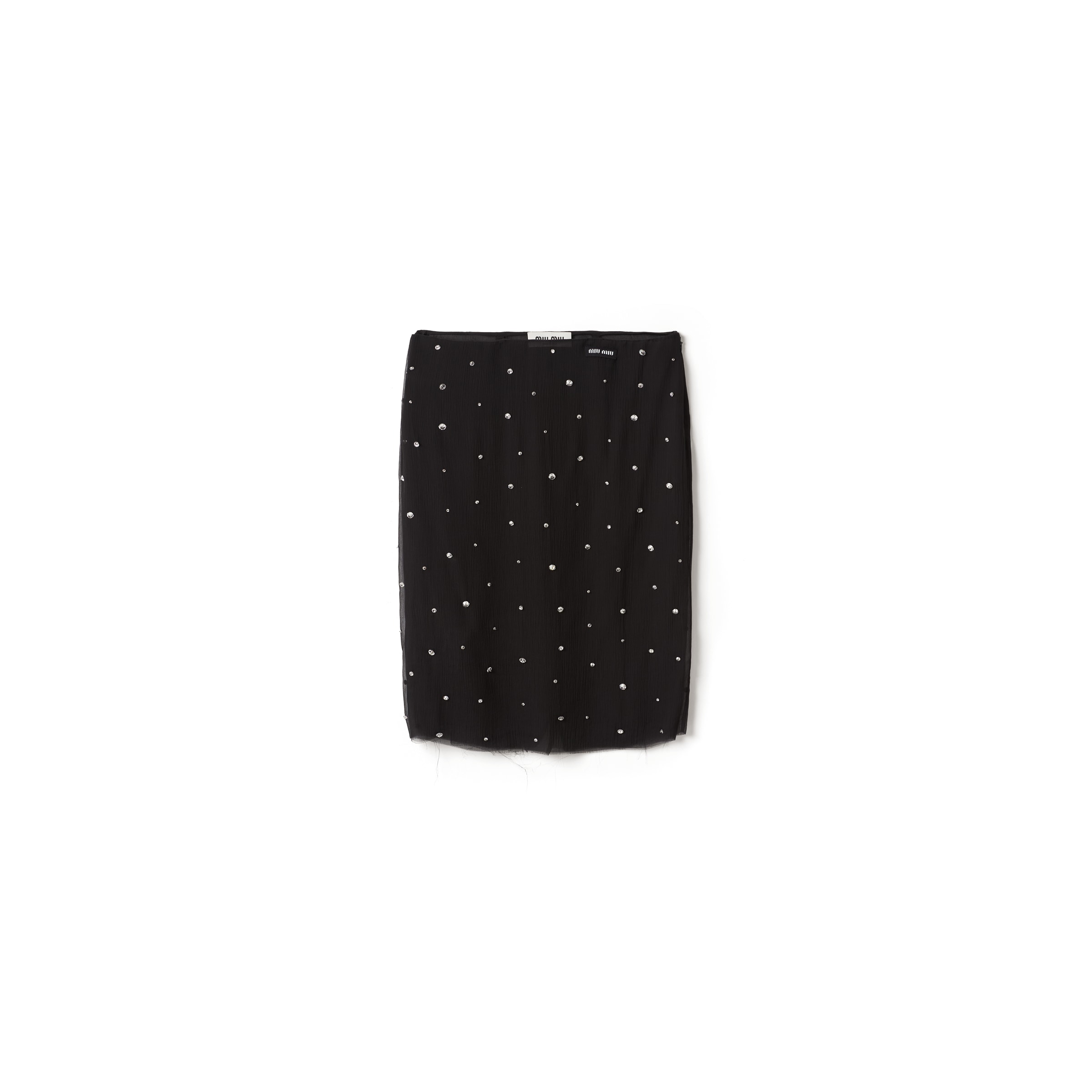 Miu Miu Gonna Ricamata In Chiffon, Donna, Nero, Taglia 38