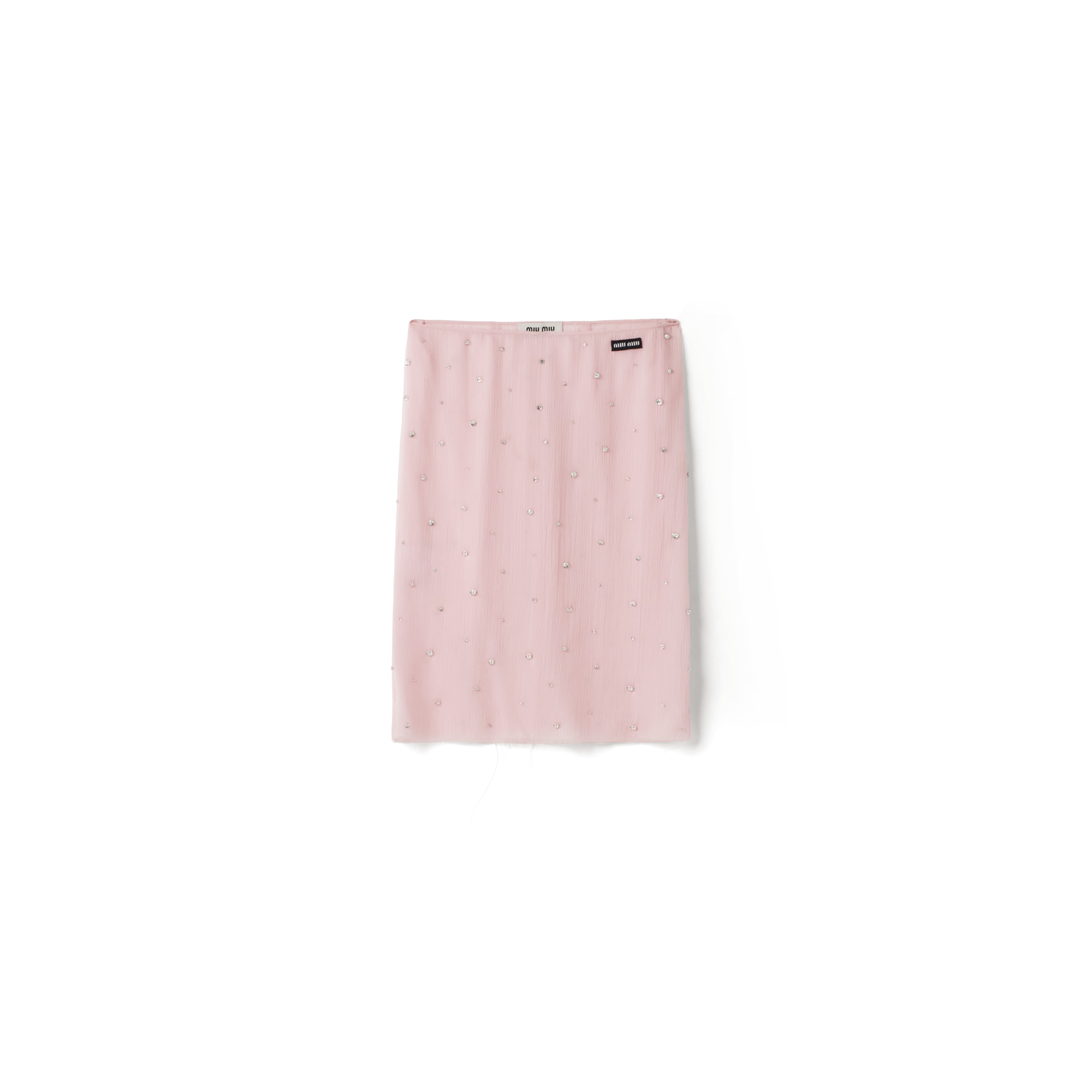 Miu Miu Gonna Ricamata In Chiffon, Donna, Alabastro, Taglia 36