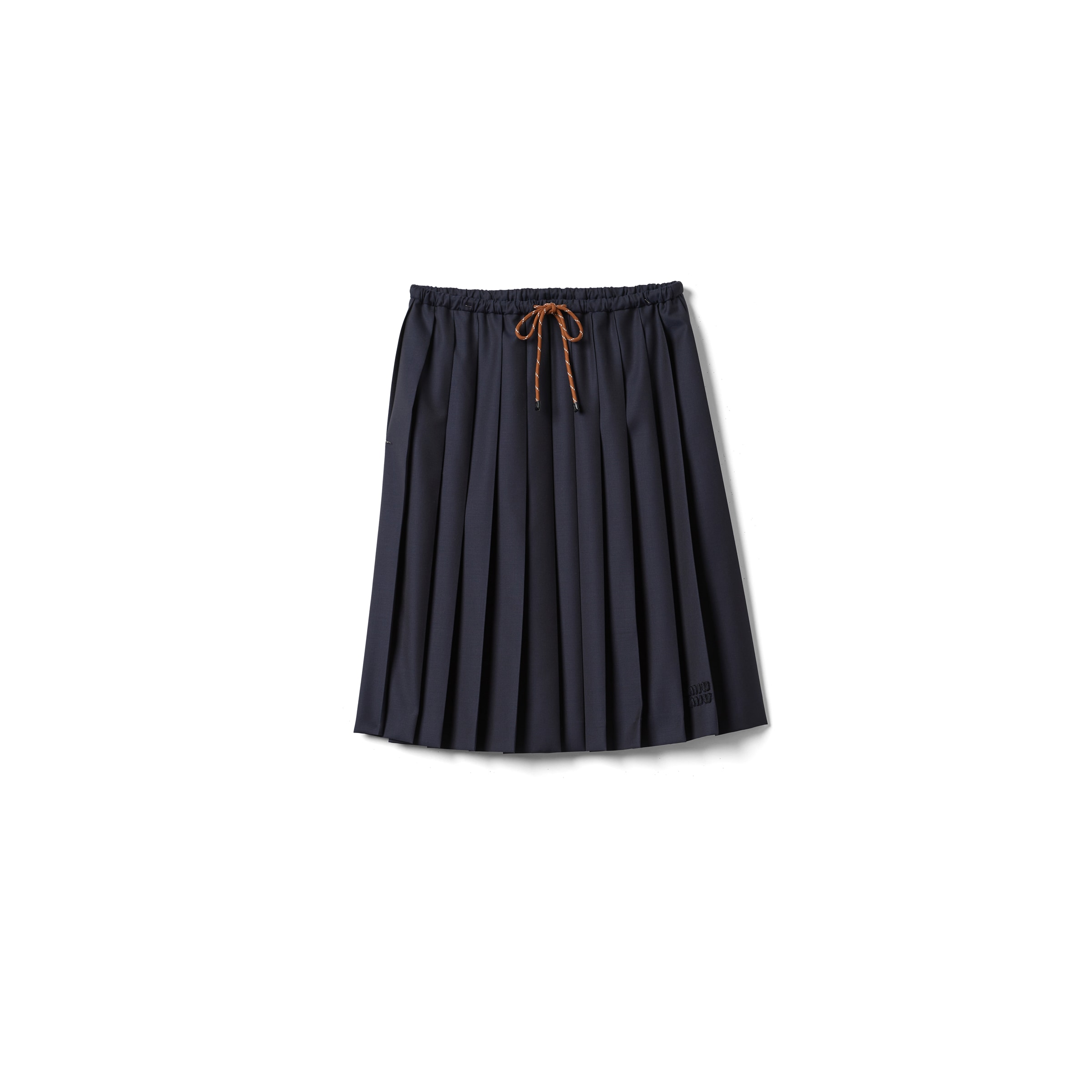 Pleated Batavia Skirt, Woman, Navy, Size 38