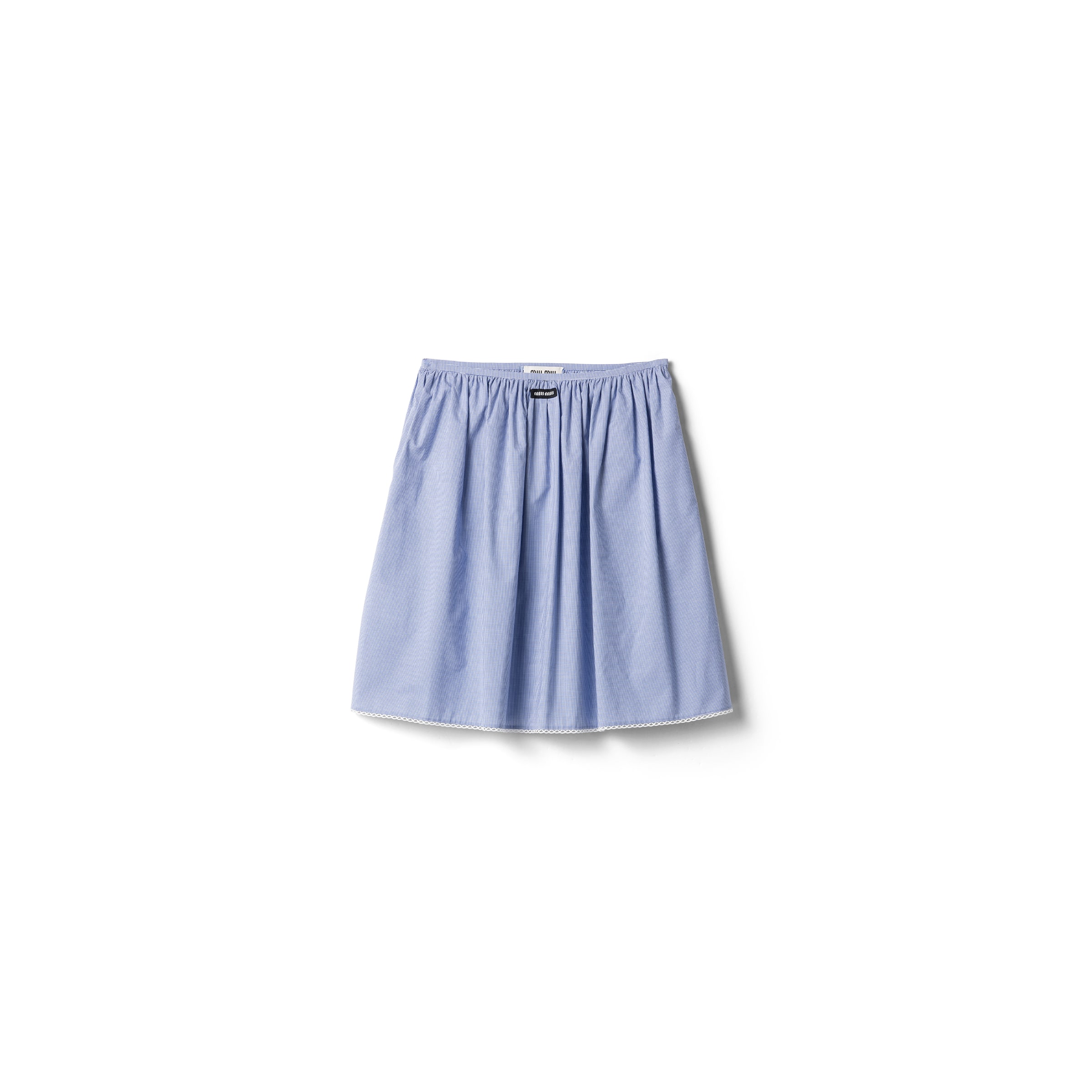 Miu Miu Gingham Check Skirt, Woman, White/light Blue, Size 36