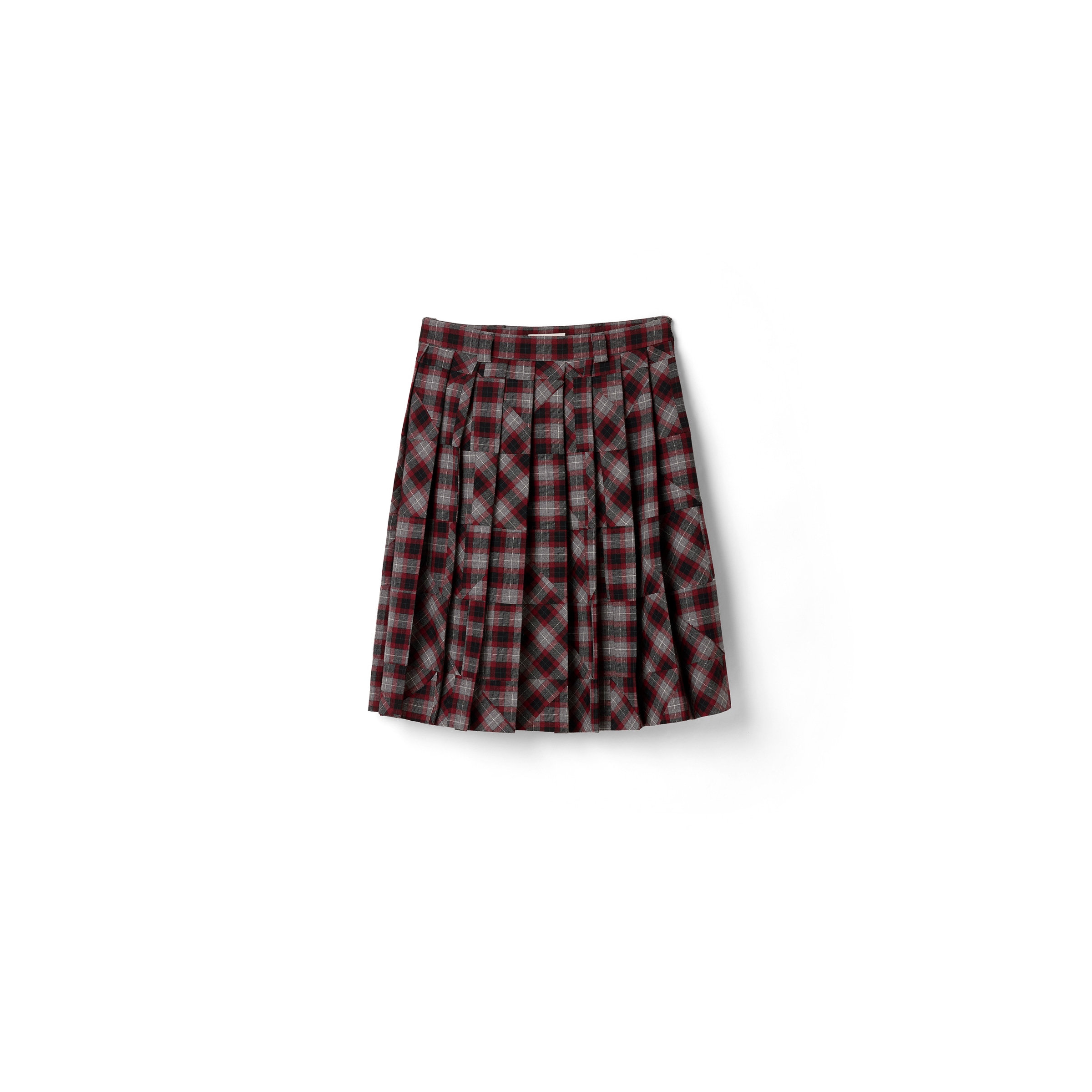 Miu Miu Gonna Midi In Tartan Patchwork, Donna, Grigio/amaranto, Taglia 38