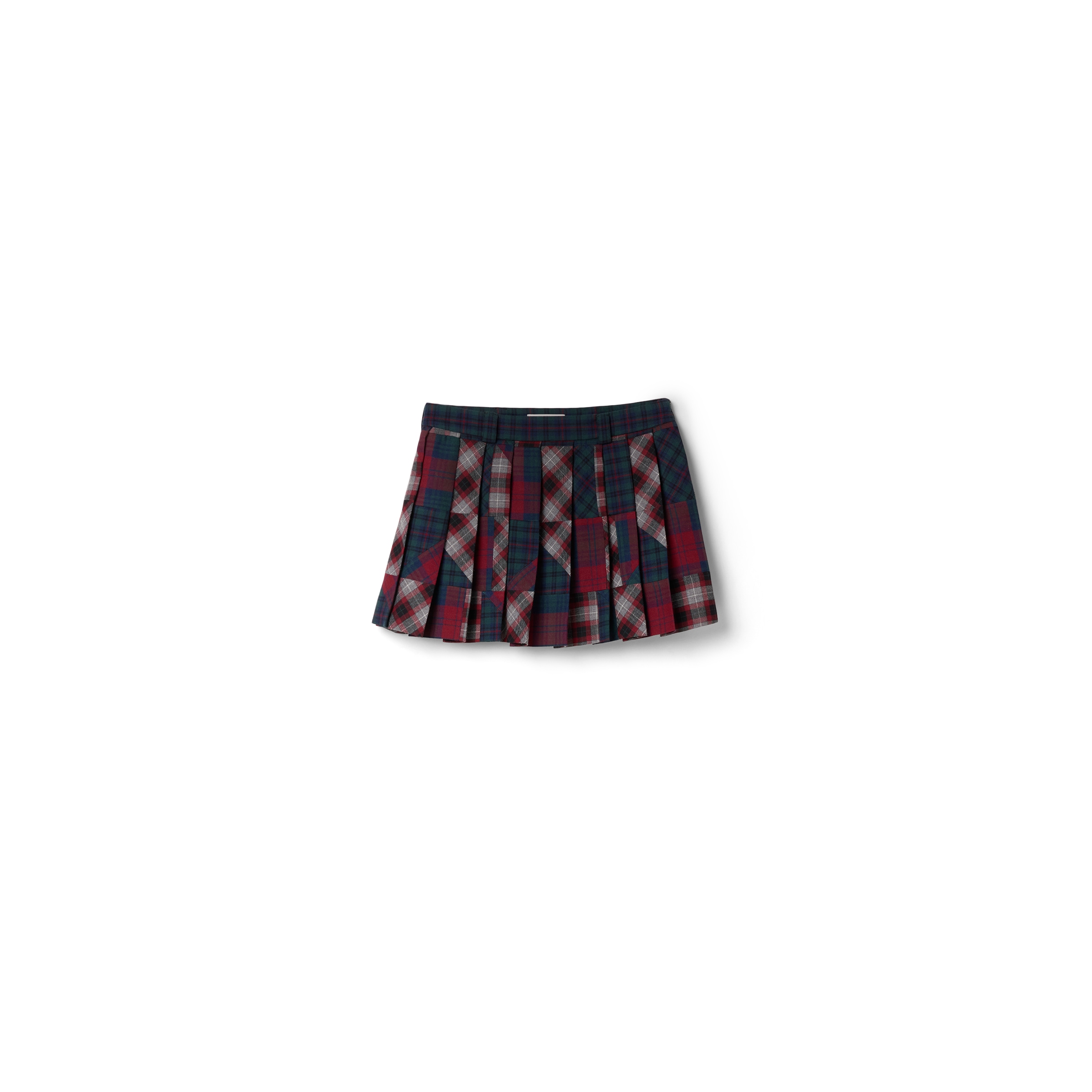 Miu Miu Patchwork Plaid Virgin Wool Miniskirt In Multi