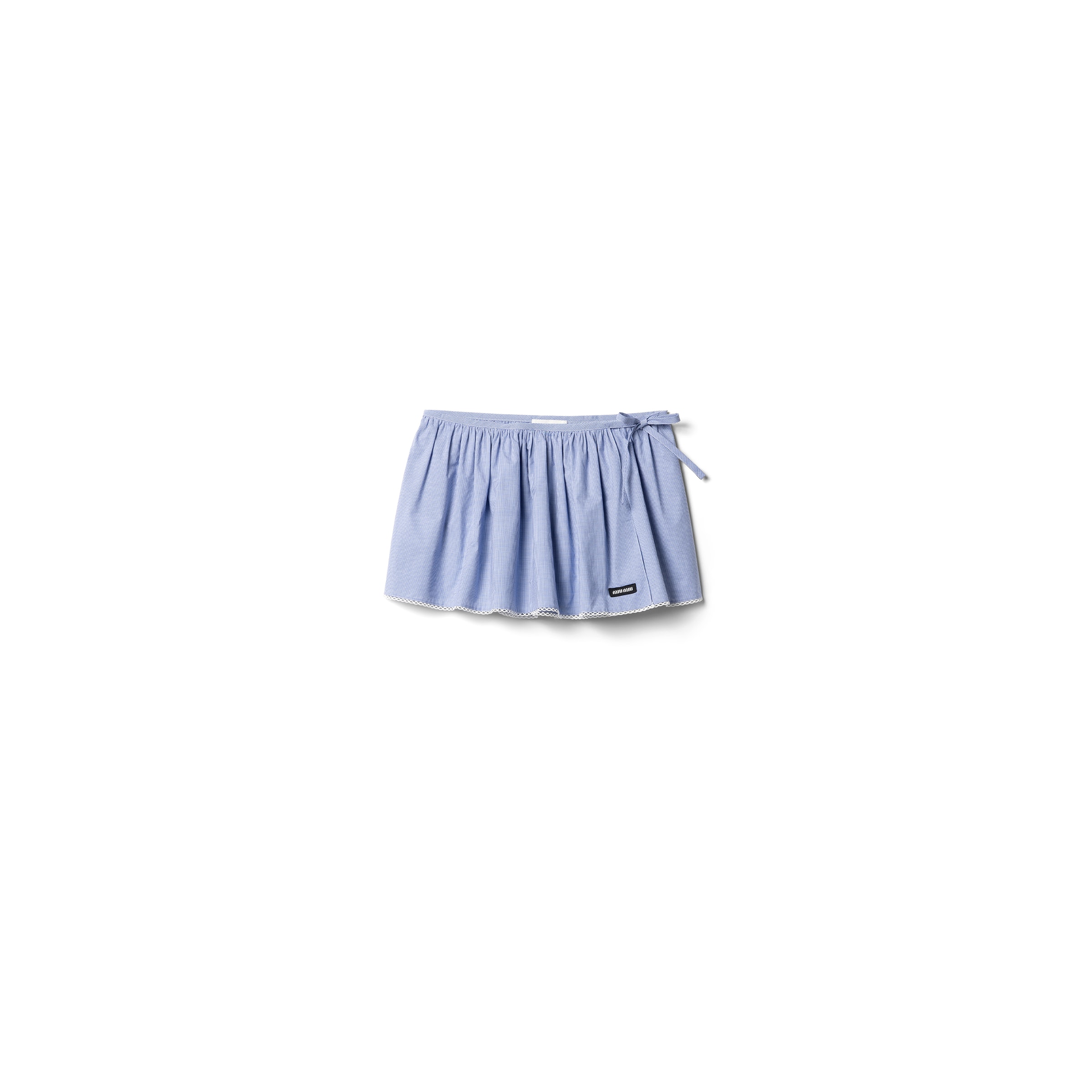 Miu Miu Gingham Check Miniskirt, Woman, White/light Blue, Size 38