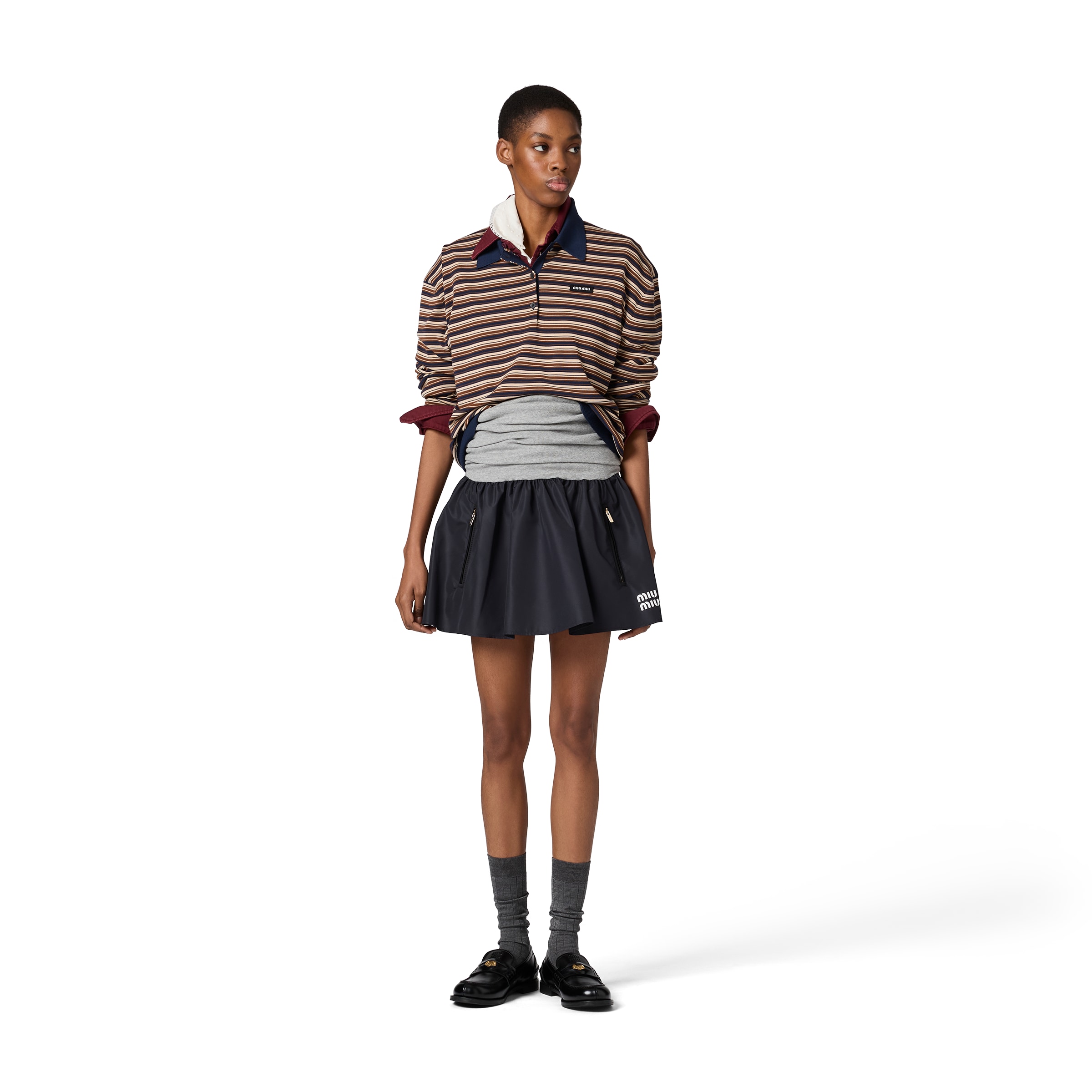 Miu Miu Technical Fabric Miniskirt In Multi