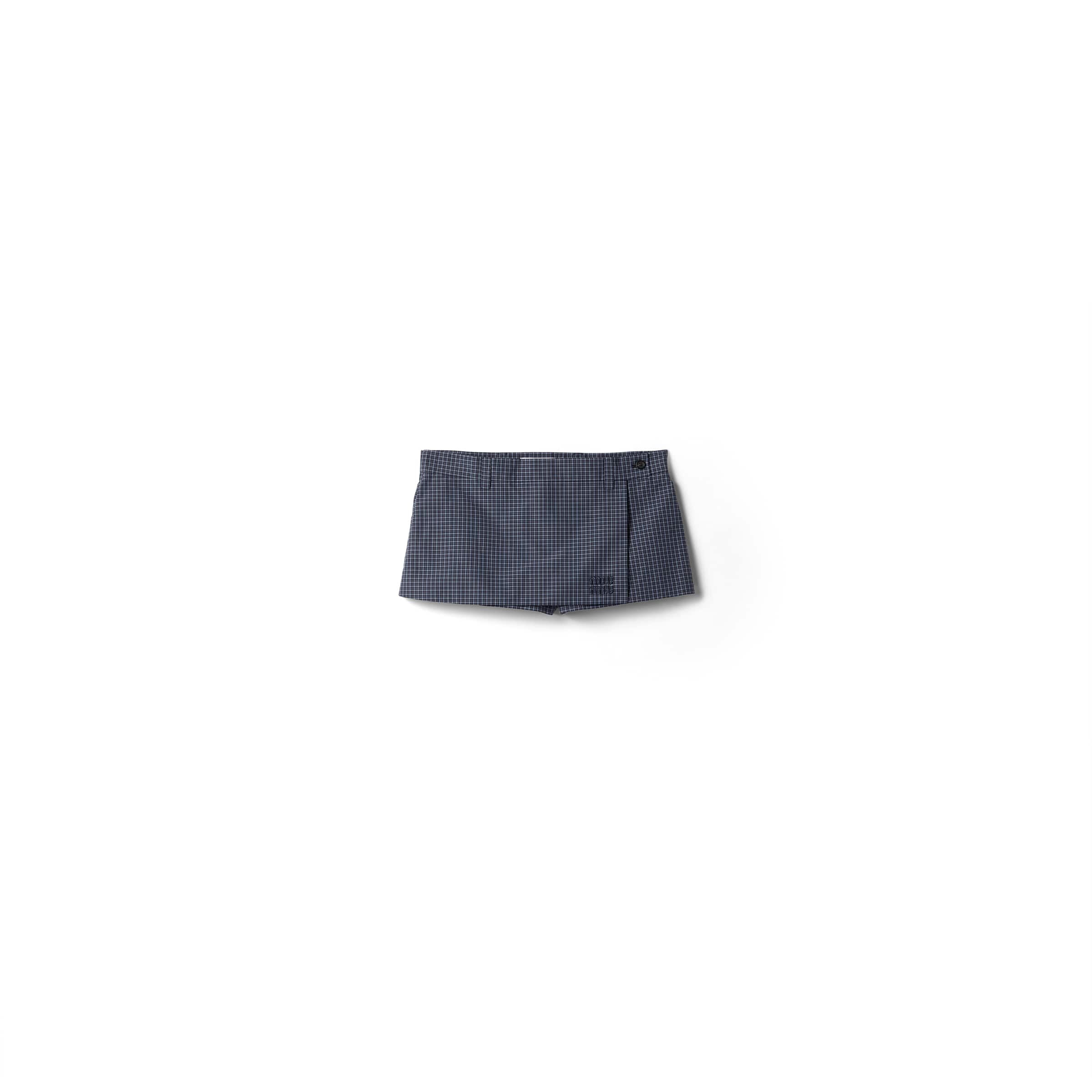 Miu Miu Checked Technical Fabric Mini Skort In Blue