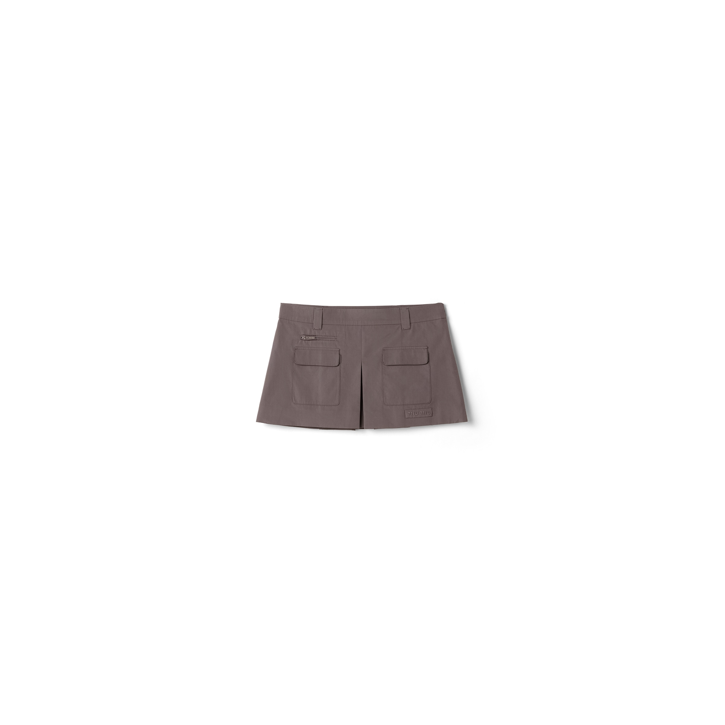 Miu Miu Poplin Miniskirt, Woman, Lead Gray, Size 36