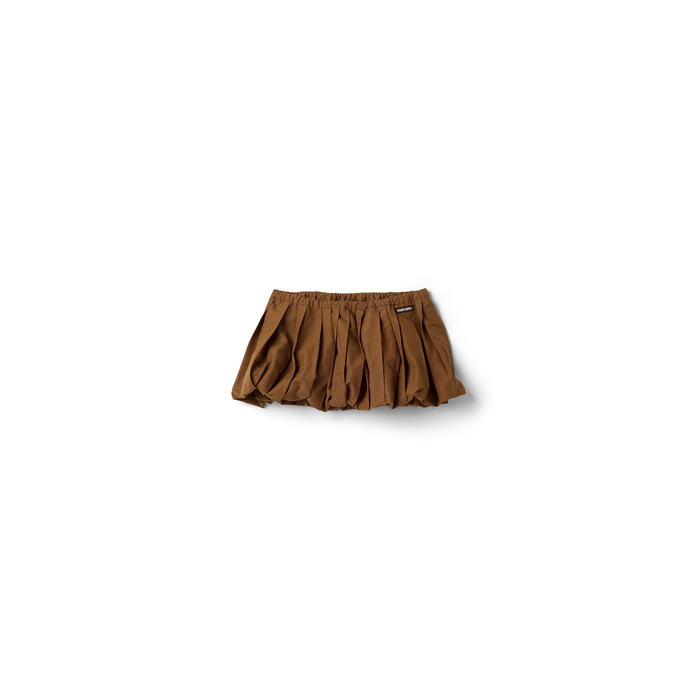 Miu Miu Pleated Gingham Check Miniskirt , Woman, Caramel, Size 40