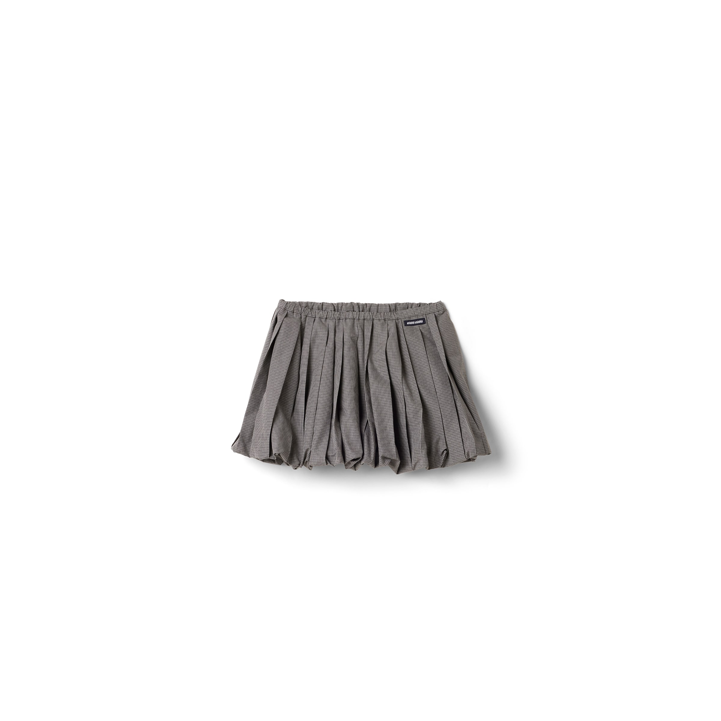 Miu Miu Pleated Gingham Check Skirt In Gray