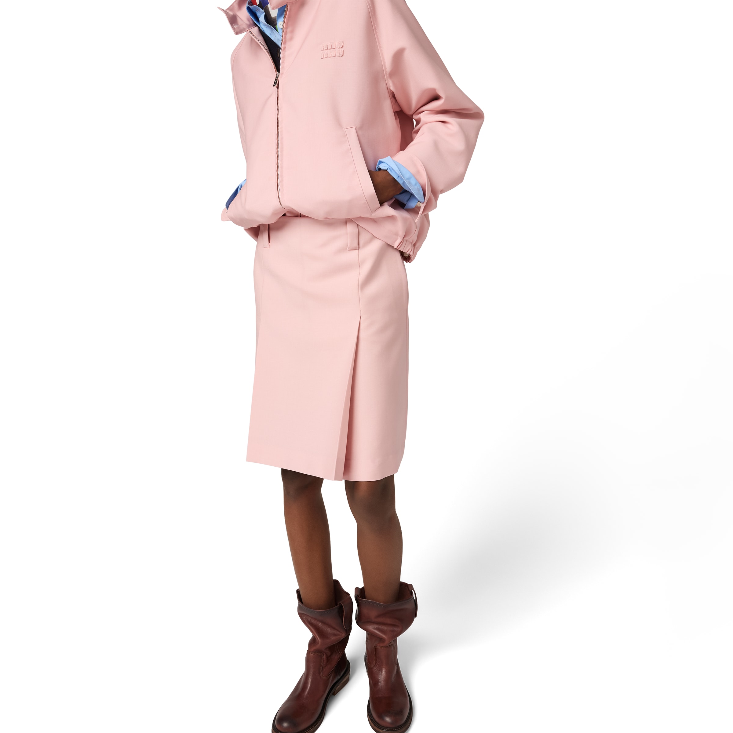 Miu Miu Solid High-waisted Wrap Mini Skirt In Pink