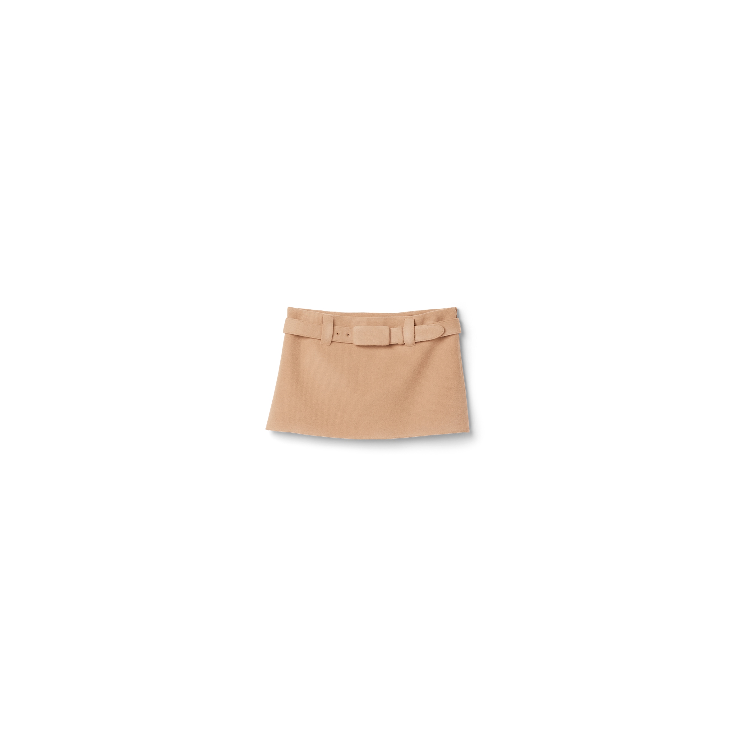 Miu Miu Waxed Double Wool Miniskirt In Hazelnut