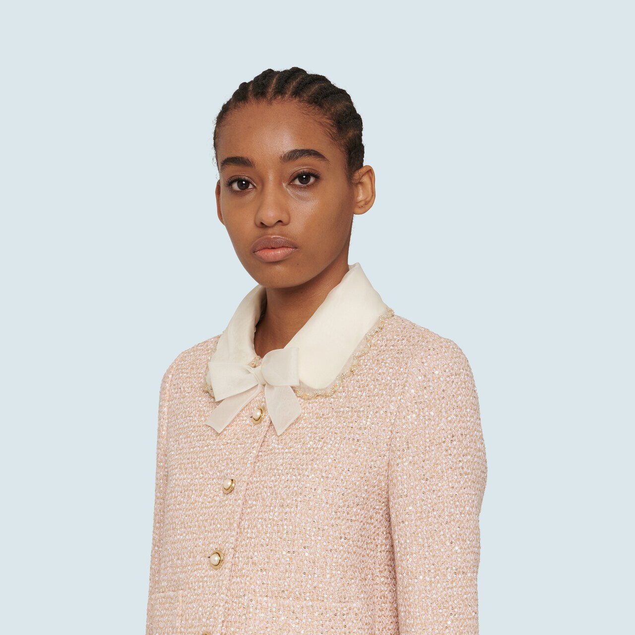 Single-breasted sequined tweed jacket 