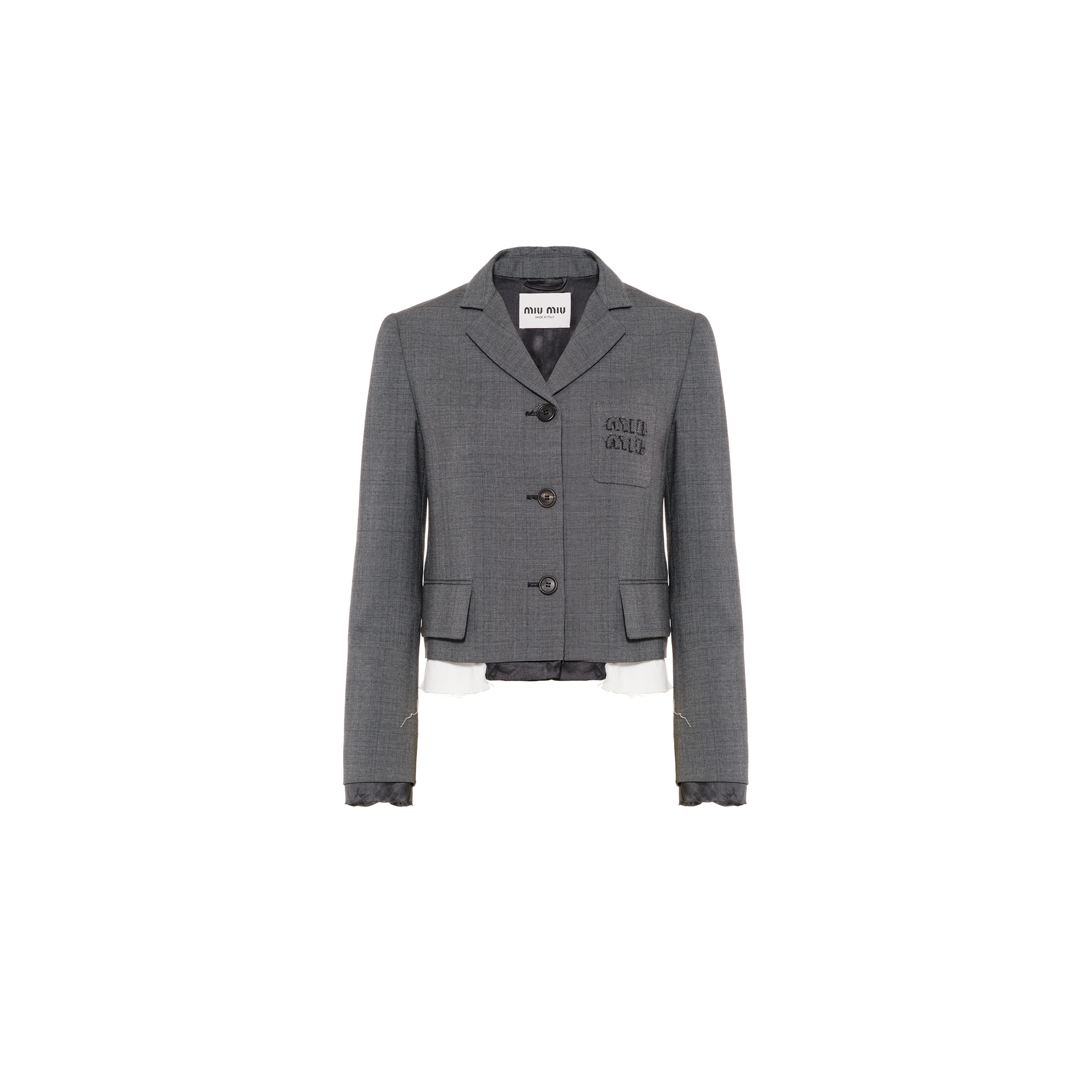 Shop Miu Miu Single-breasted Prince Of Wales Check Jacket In Slate Gray