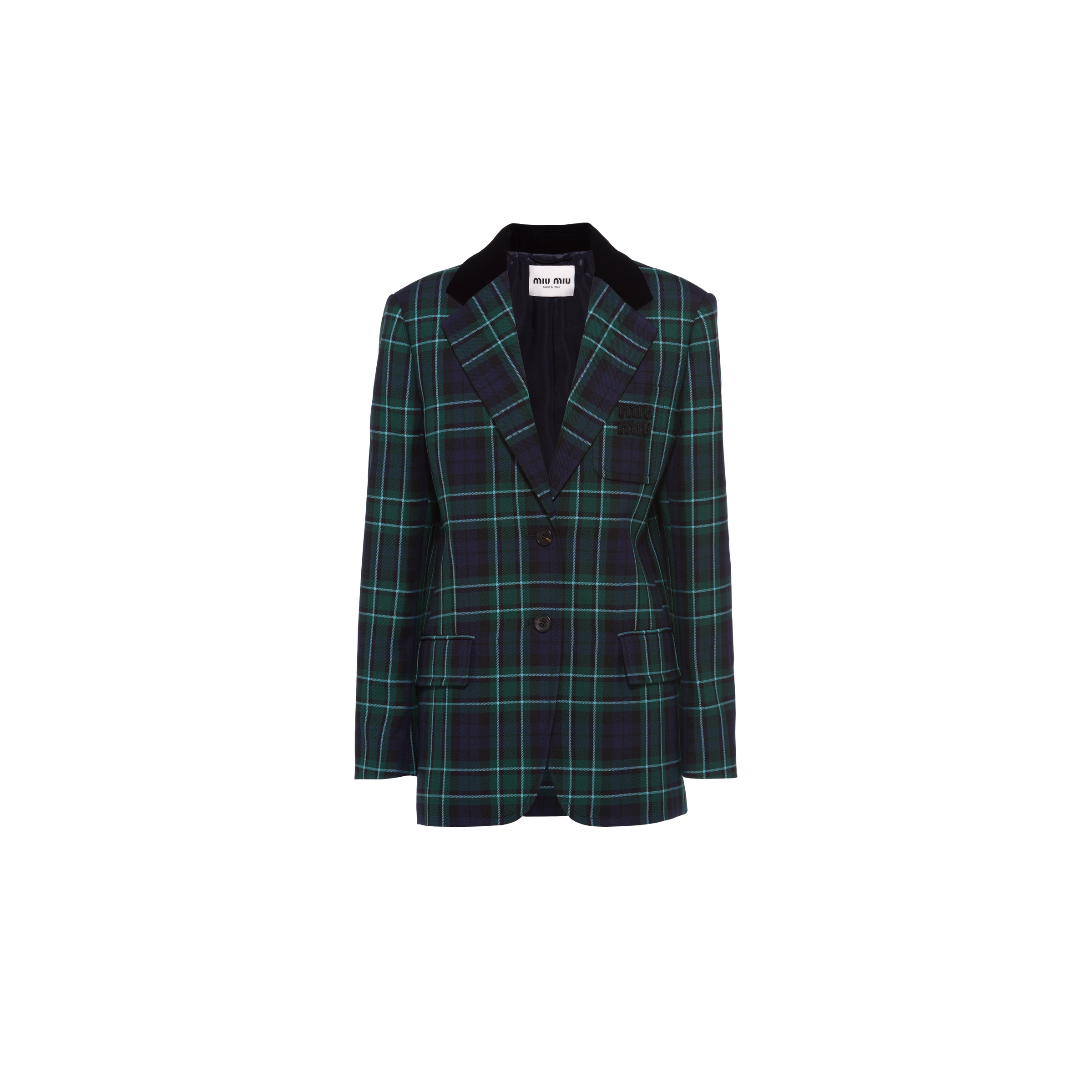 MIU MIU SINGLE-BREASTED PLAID JACKET