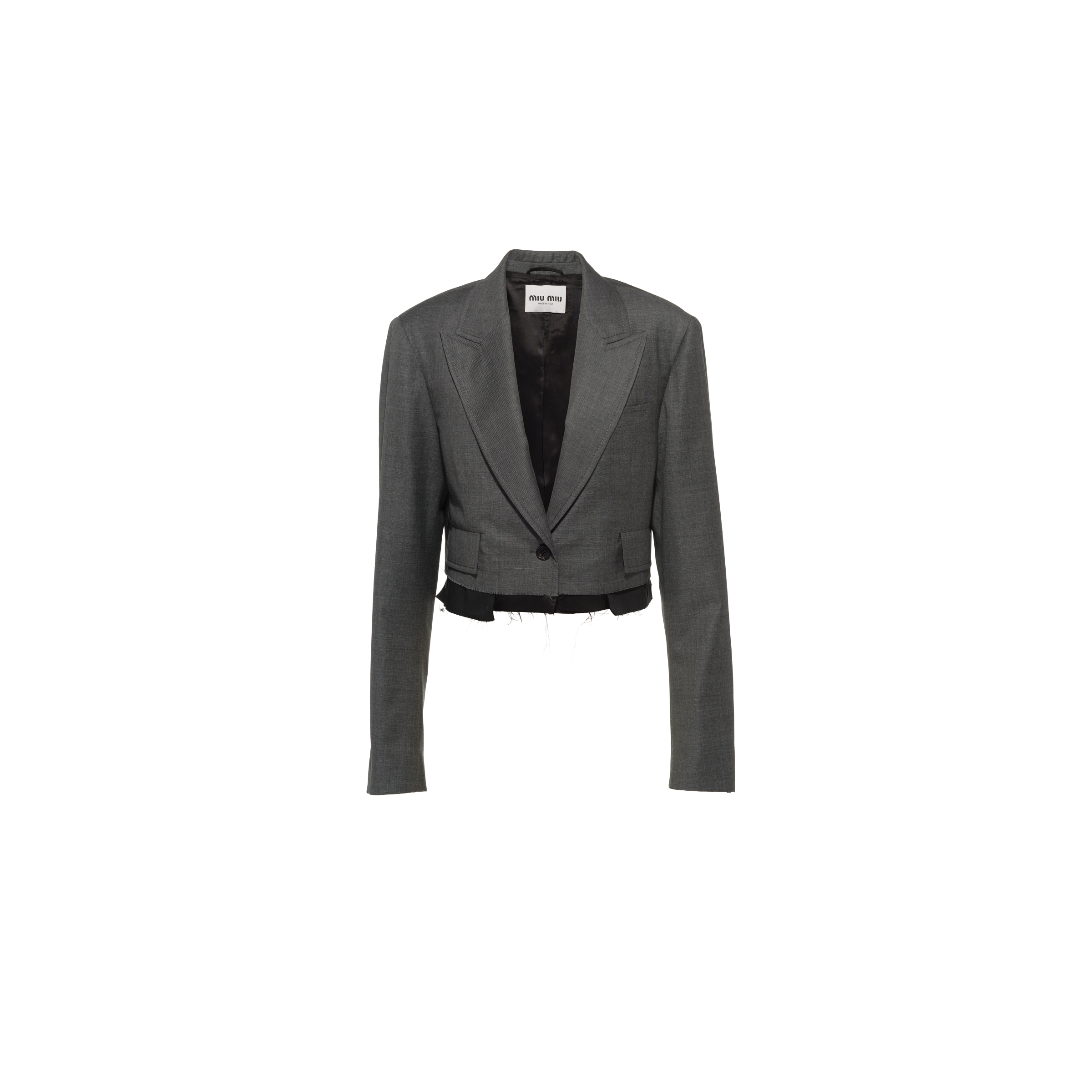 Miu Miu Grisaille Single-breasted Jacket In Slate Gray