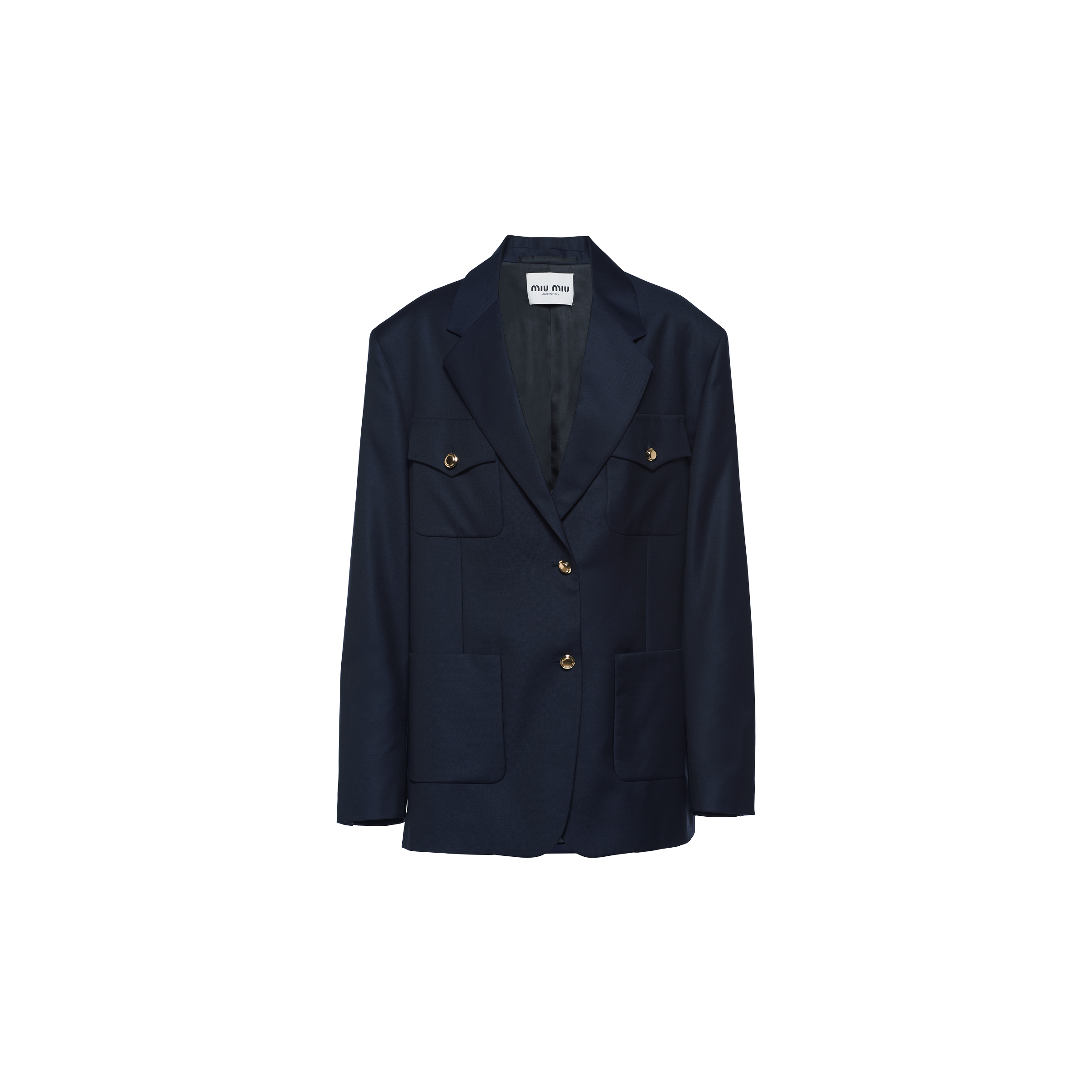 Miu Miu Single-breasted Batavia Jacket In Navy