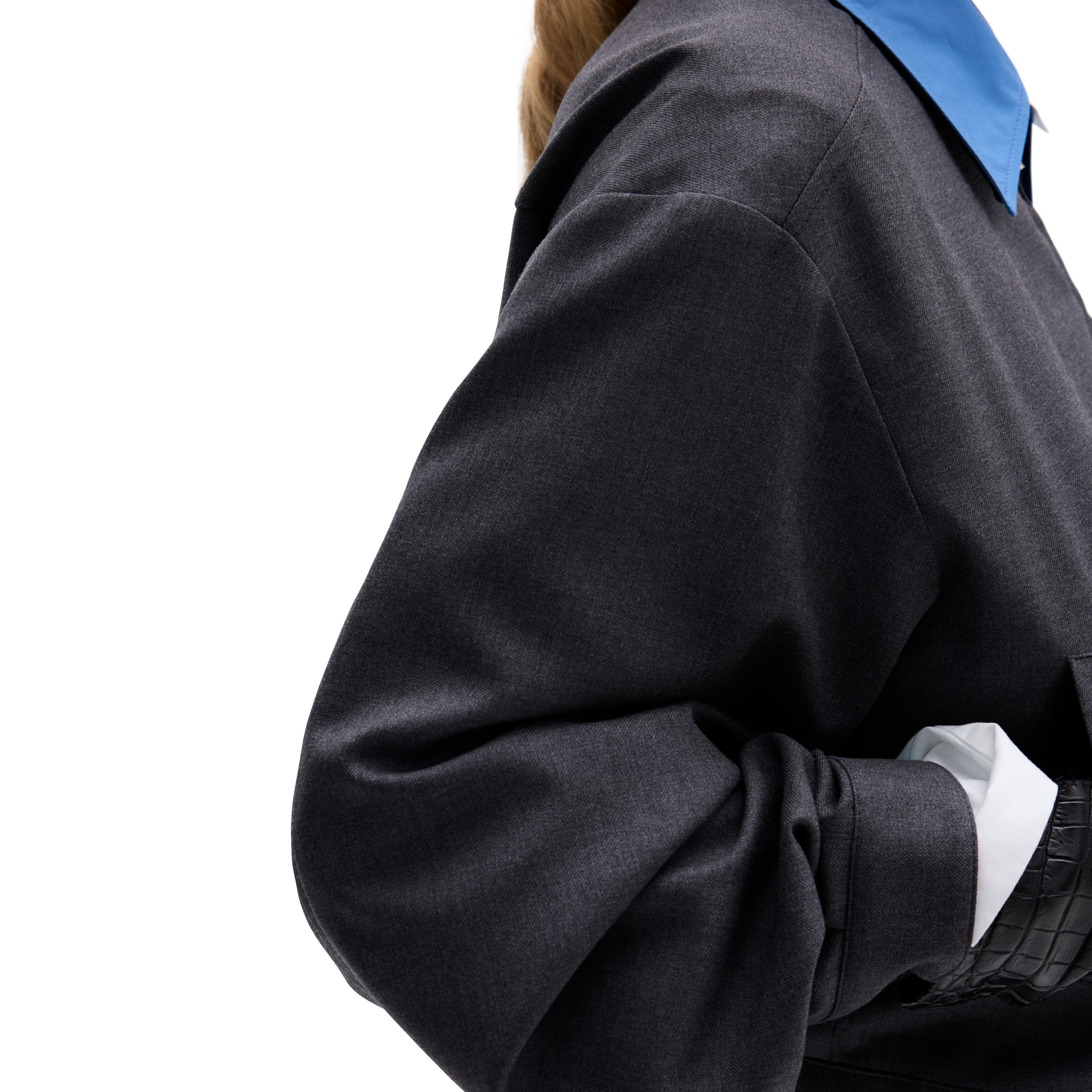 Miu Miu Logo Embroidered Oversized Wool Blazer Jacket In Navy