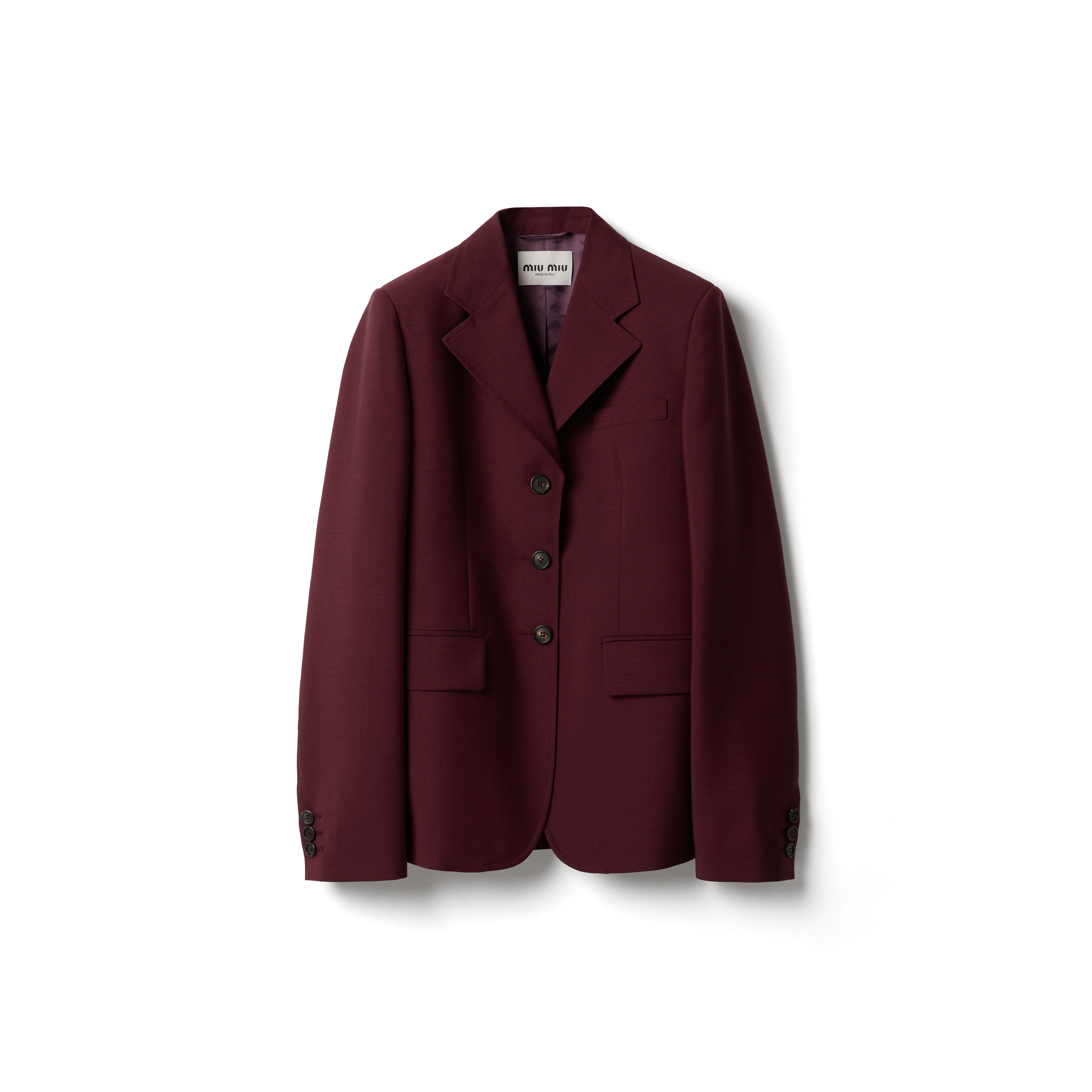 Miu Miu Single-breasted Kid Mohair Jacket In Amaranth Red/maize Yellow