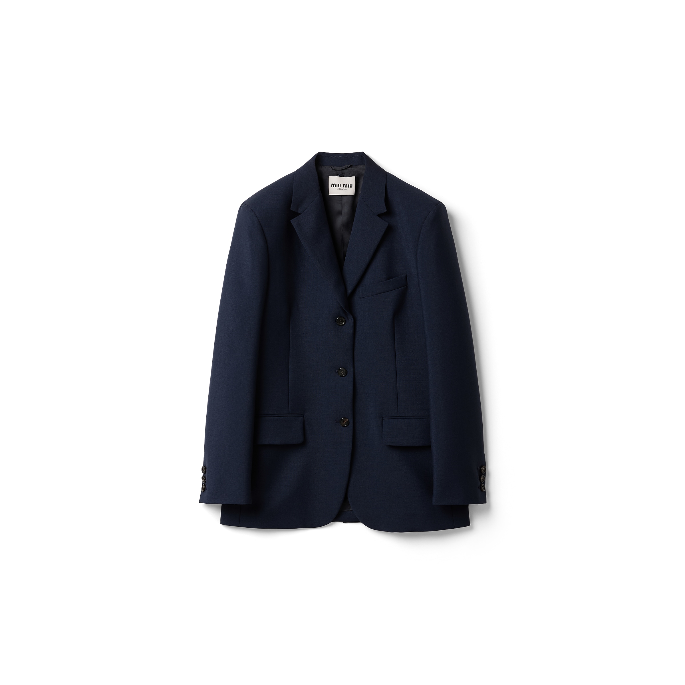 Miu Miu Single-breasted Kid Mohair Jacket, Woman, Navy, Size 36
