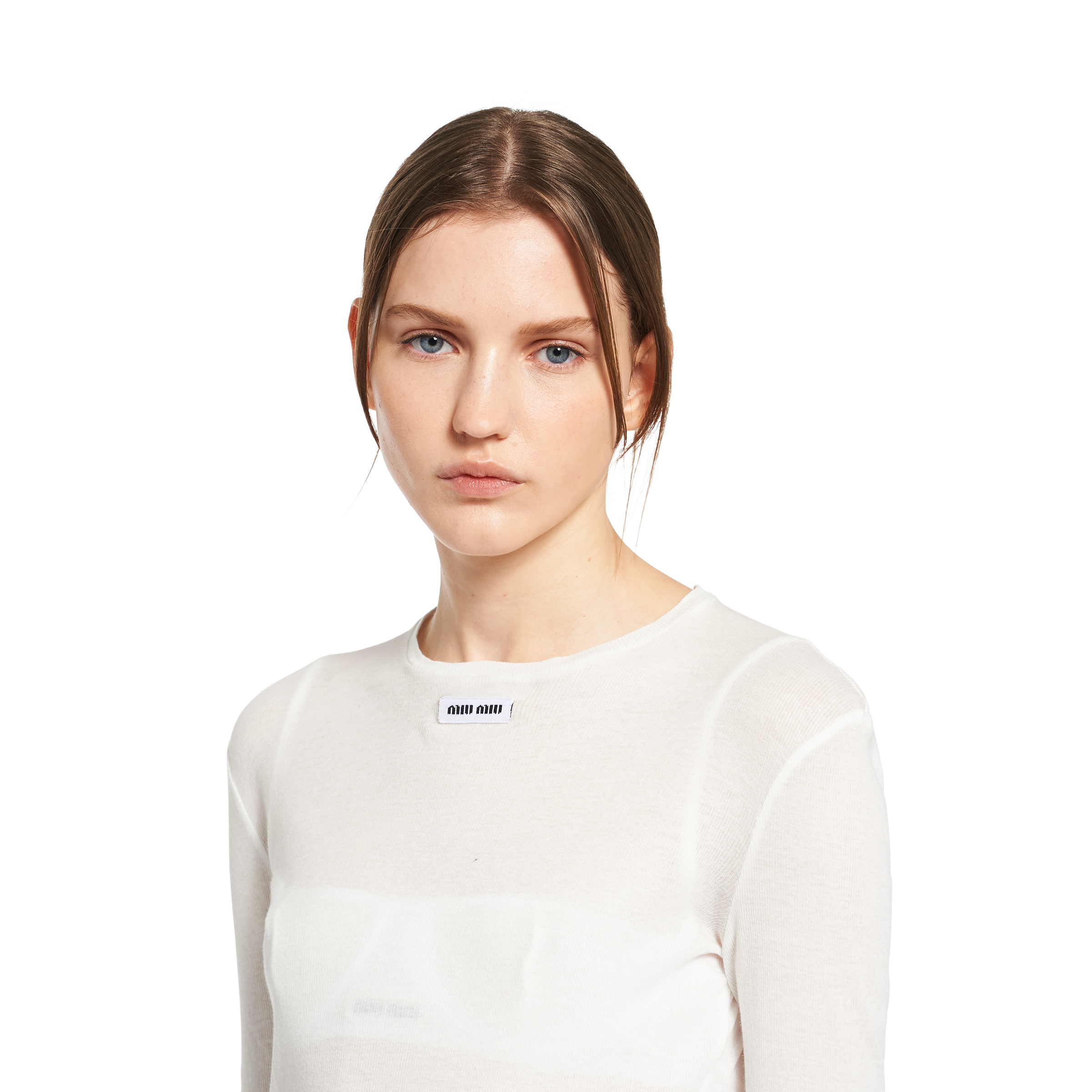 Miu Miu Ribbed Knit Jersey Dress In White | ModeSens