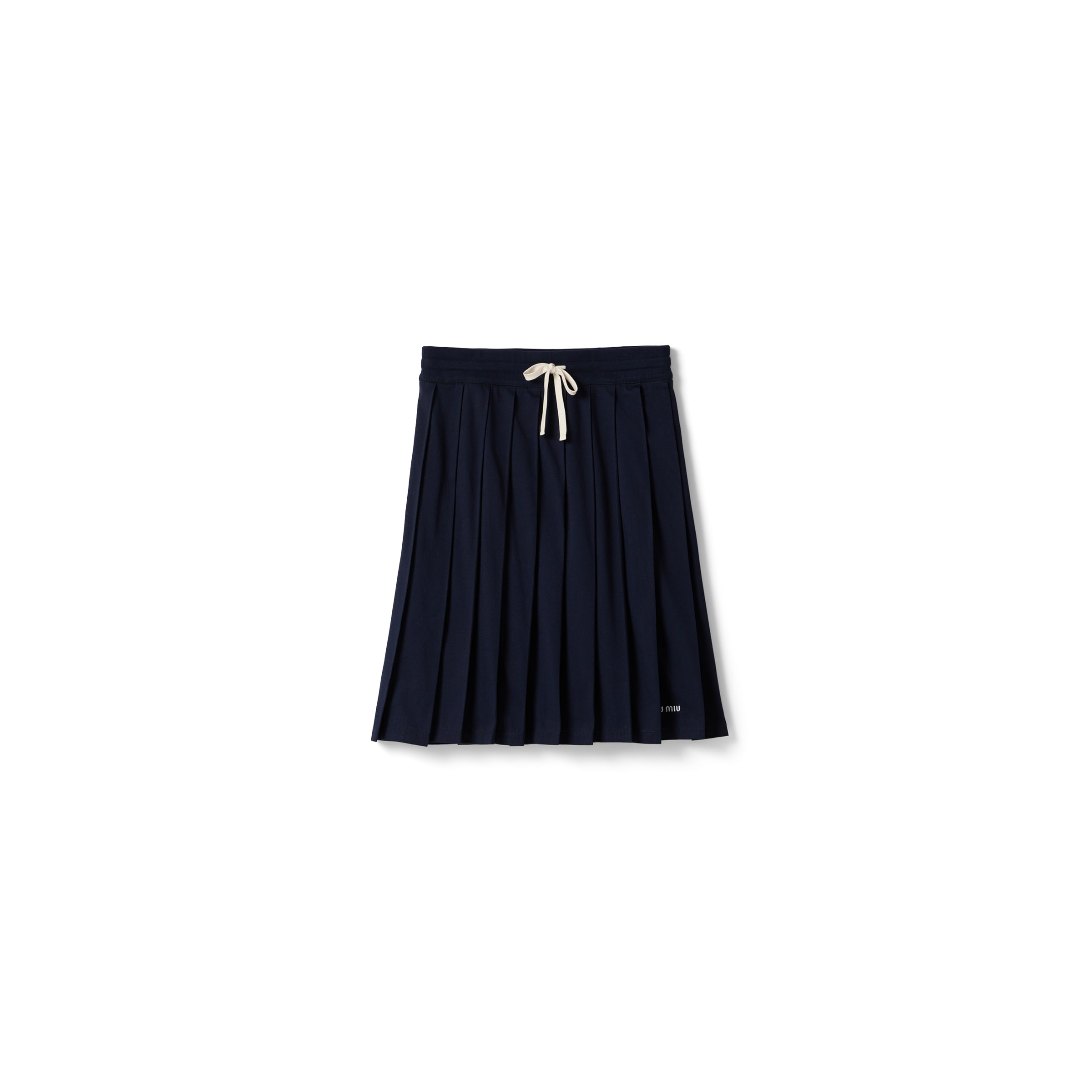 Pleated Garment-dyed Jersey Skirt, Woman, Navy, Size S