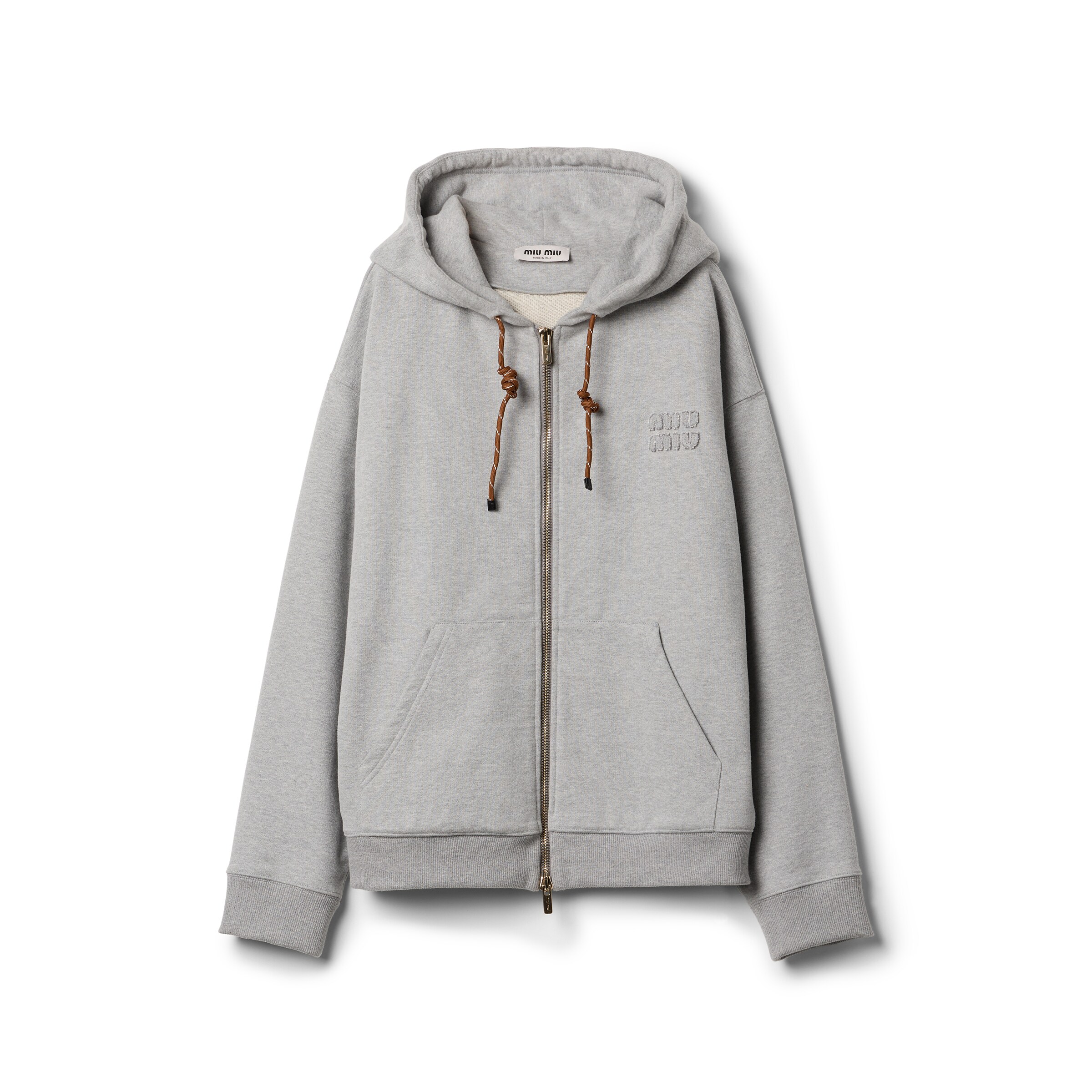 Miu Miu Sweat-shirt En Coton Molletonné, Femme, Gris, Taille XS