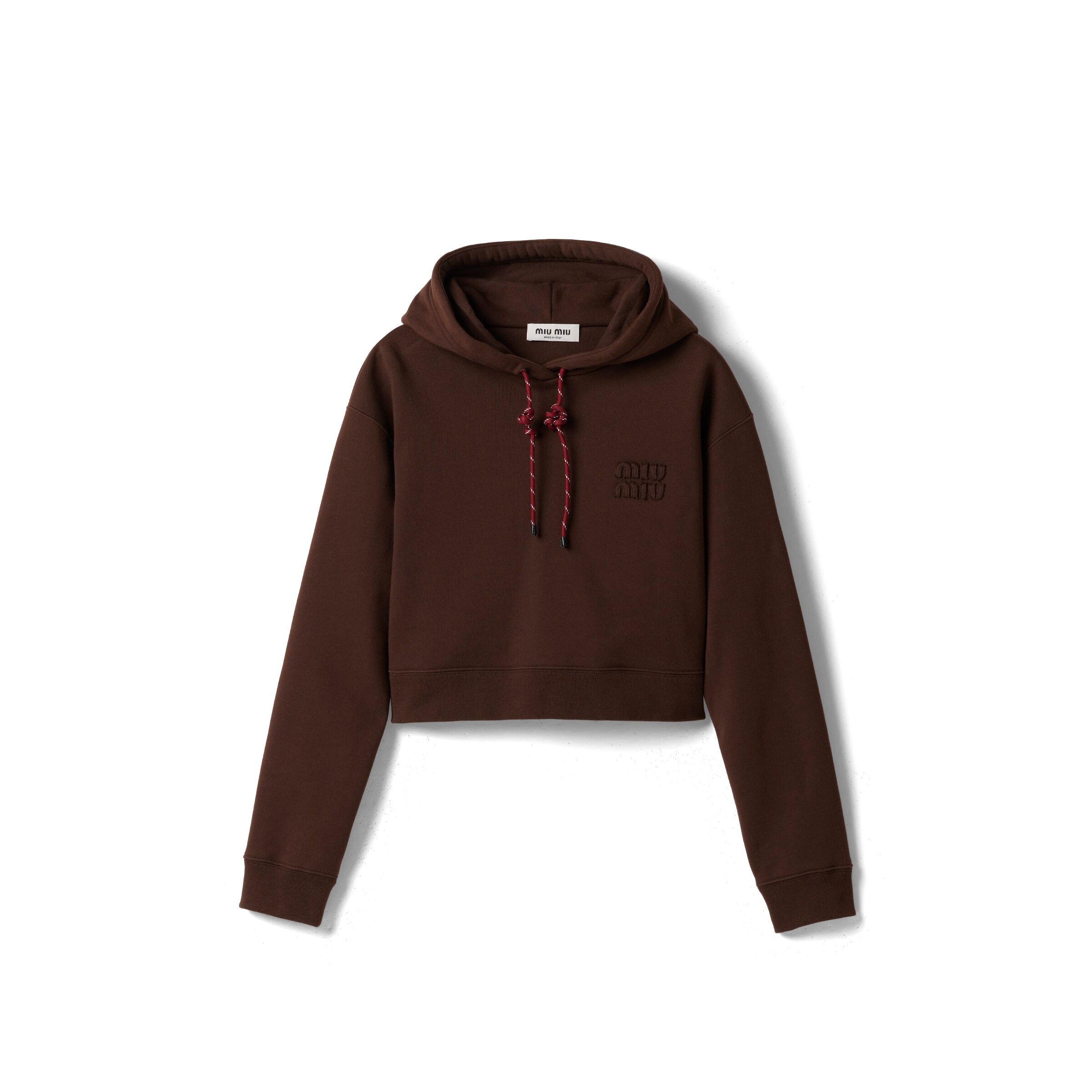 Miu Miu Sweat À Capuche En Coton Molletonné, Femme, Marron Cacao, Taille S